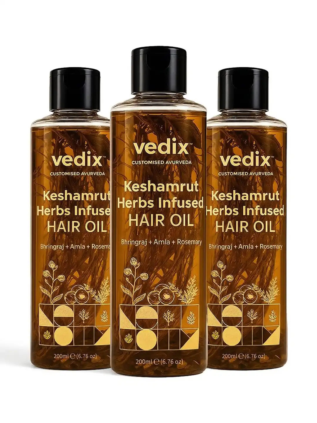 Buy VEDIX Set Of 3 Keshamrut Herbs Hair Oil - 200 ml Each - Hair
