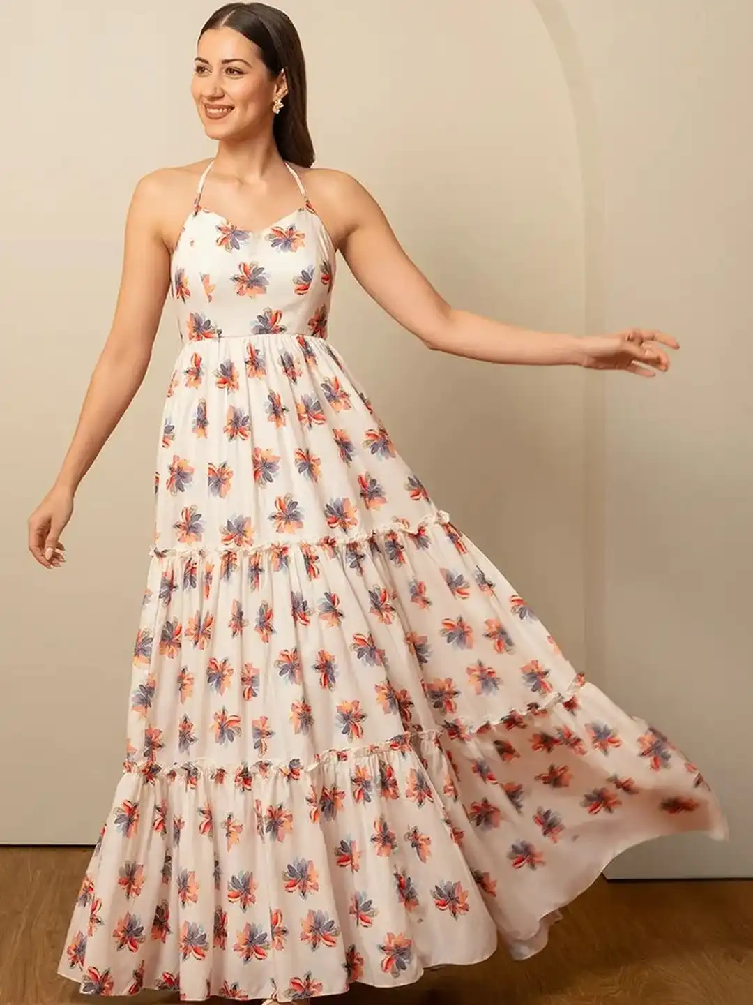 Buy Label Marbella Floral Print Halter Neck Maxi Dress - Dresses for Women  40503671 | Myntra