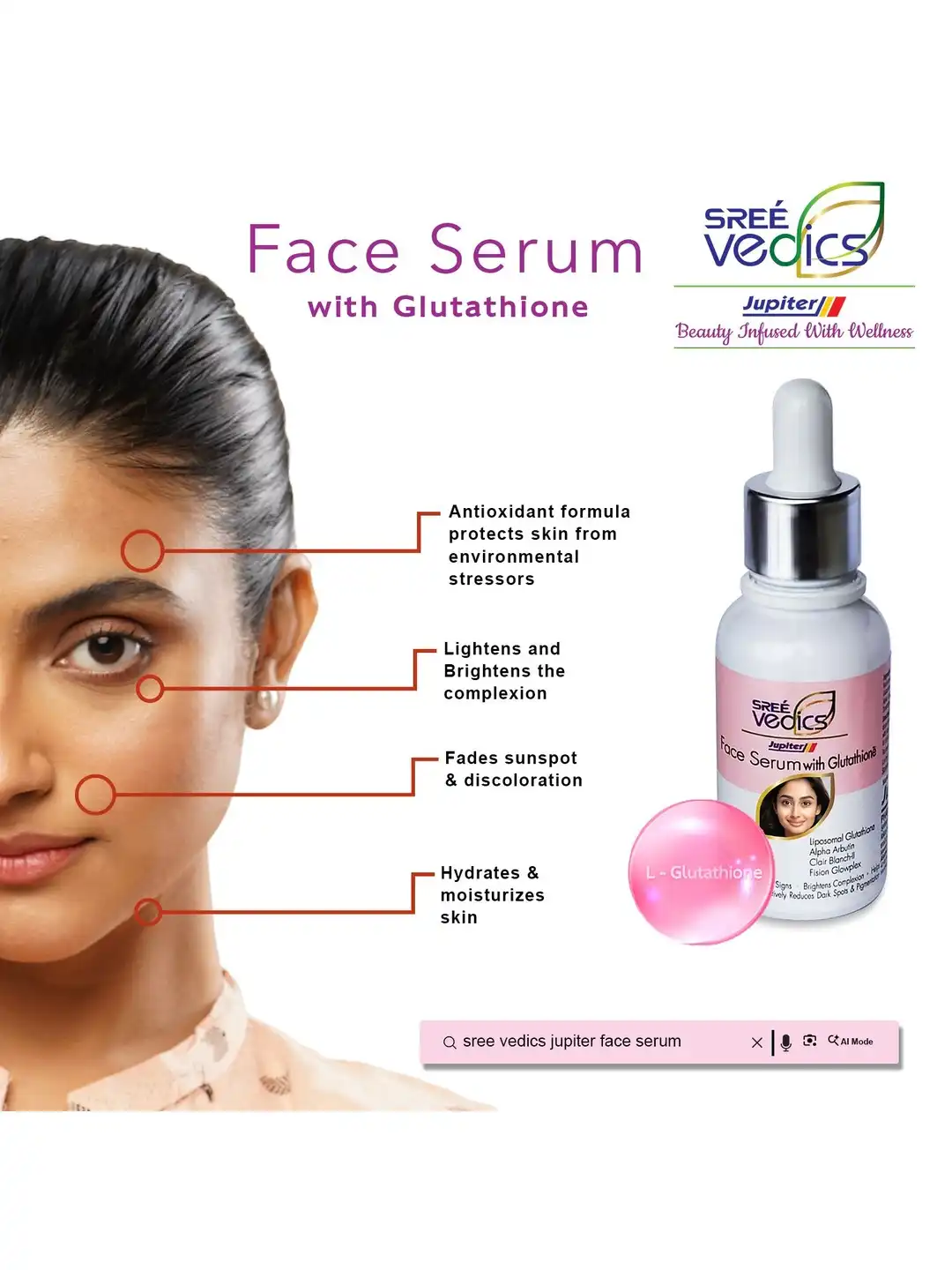 glutathione jupiter Buy Sree Vedics Jupiter Fine lines Pigmentation & Glowing Skin Face Serum -  30 ml - Serum for Unisex 40523431