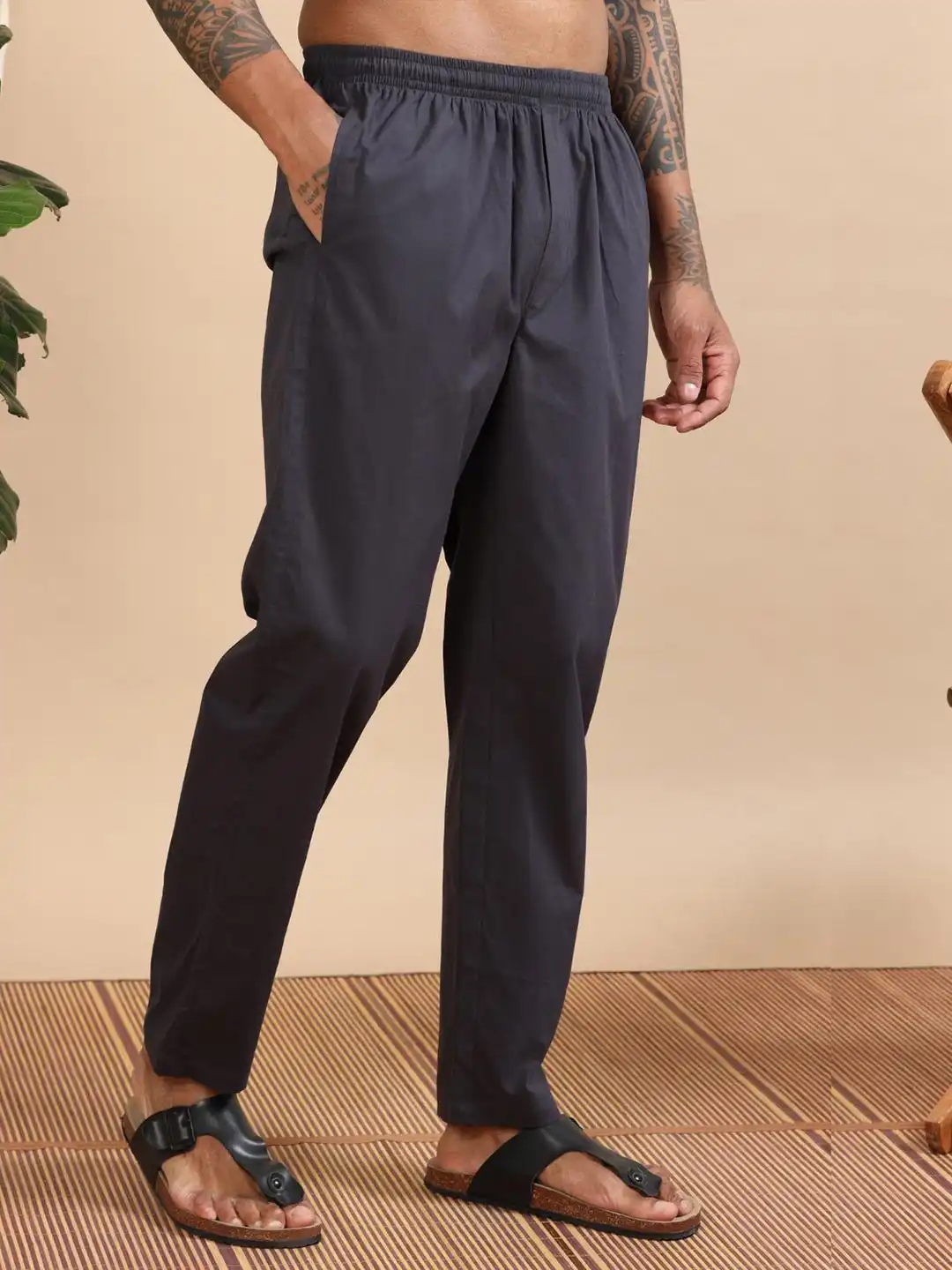 Buy SWISS HORN Men Cotton Regular Fit Straight Lounge Pants