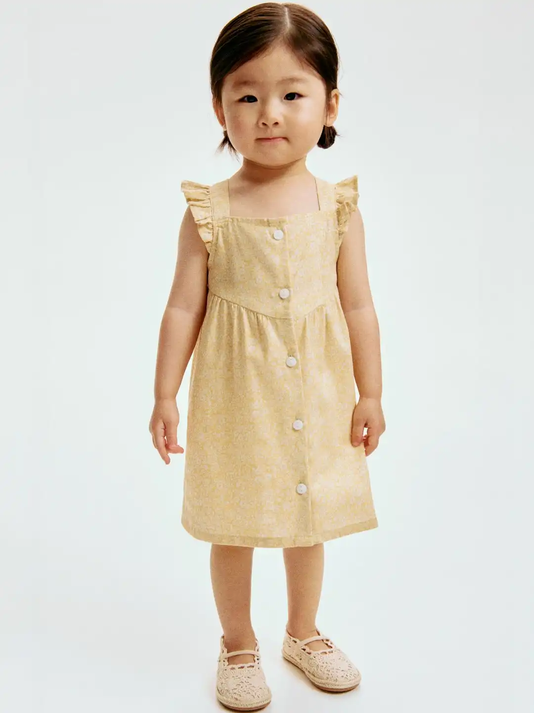flounce trimmed cotton dress Flounce-trimmed cotton dress