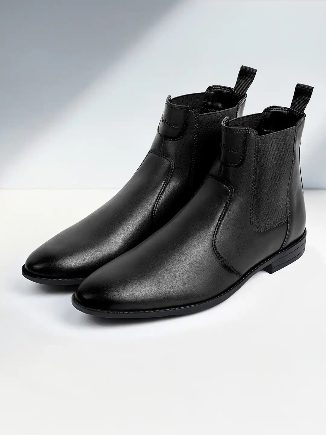 ysk.38 Buy LOUIS STITCH Men Jet Black Mid-Top Slip-On Chelsea Boots