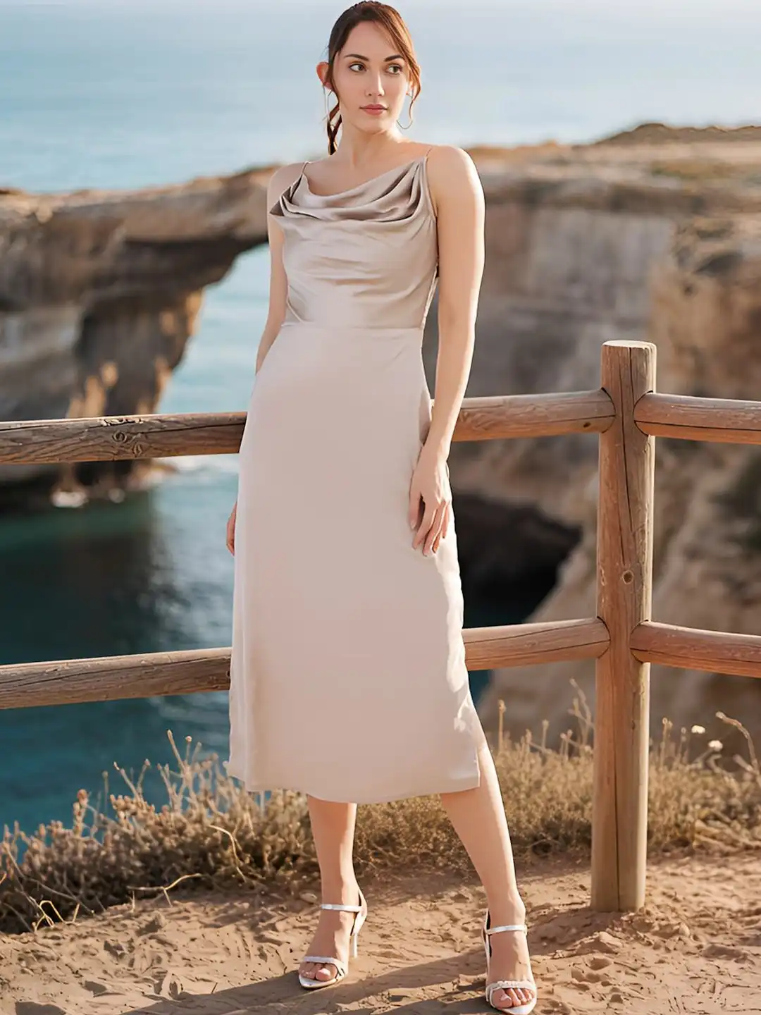 Buy aayu Cowl Neck Satin A-Line Dress - Dresses for Women 32089425 | Myntra