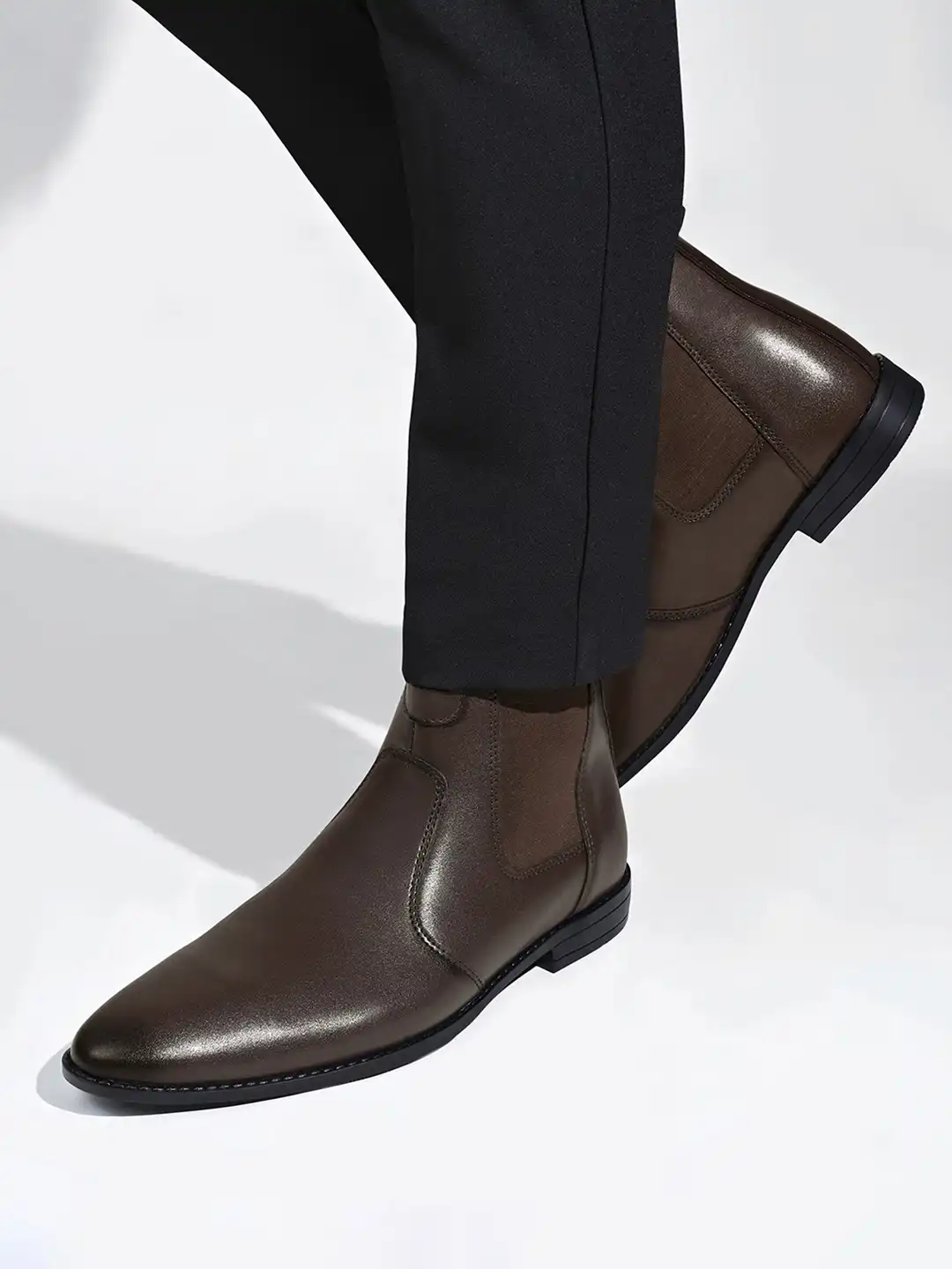 Buy LOUIS STITCH Men Brunette Brown Mid-Top Chelsea Boots - Boots