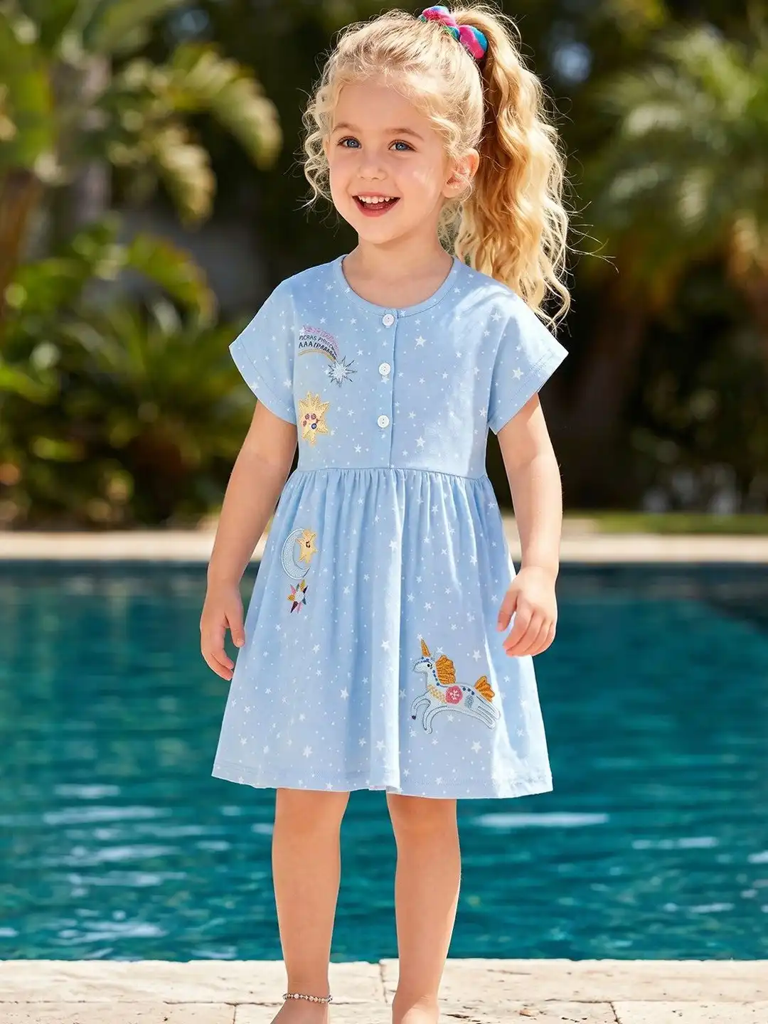 Buy YK Girls Print A-Line Midi Dress - Dresses for Girls 42191677