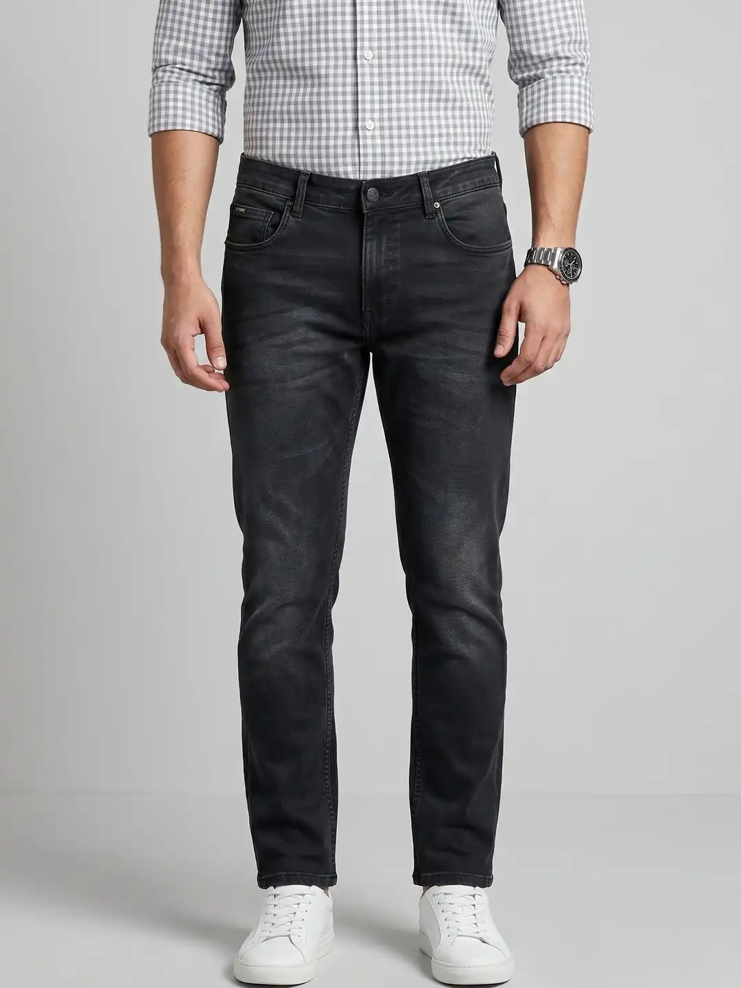Buy U.S. PITCHERS Men Narrow Slim Fit Low-Rise Light Fade