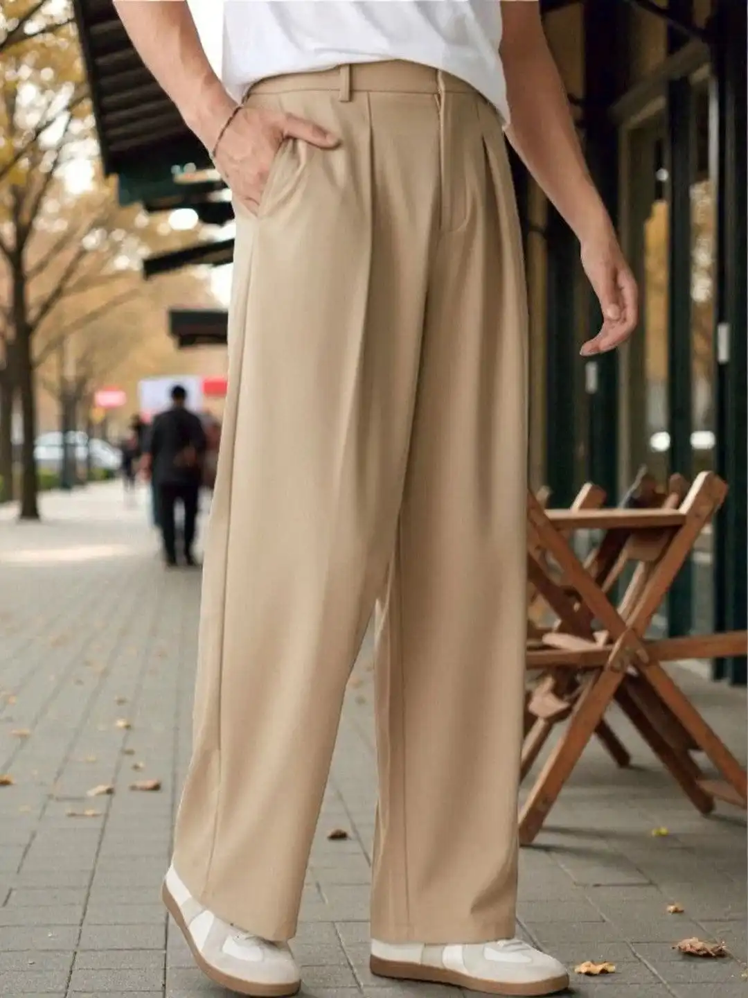Buy ZYVRA Men Straight Fit Pleated Trousers - Trousers for Men