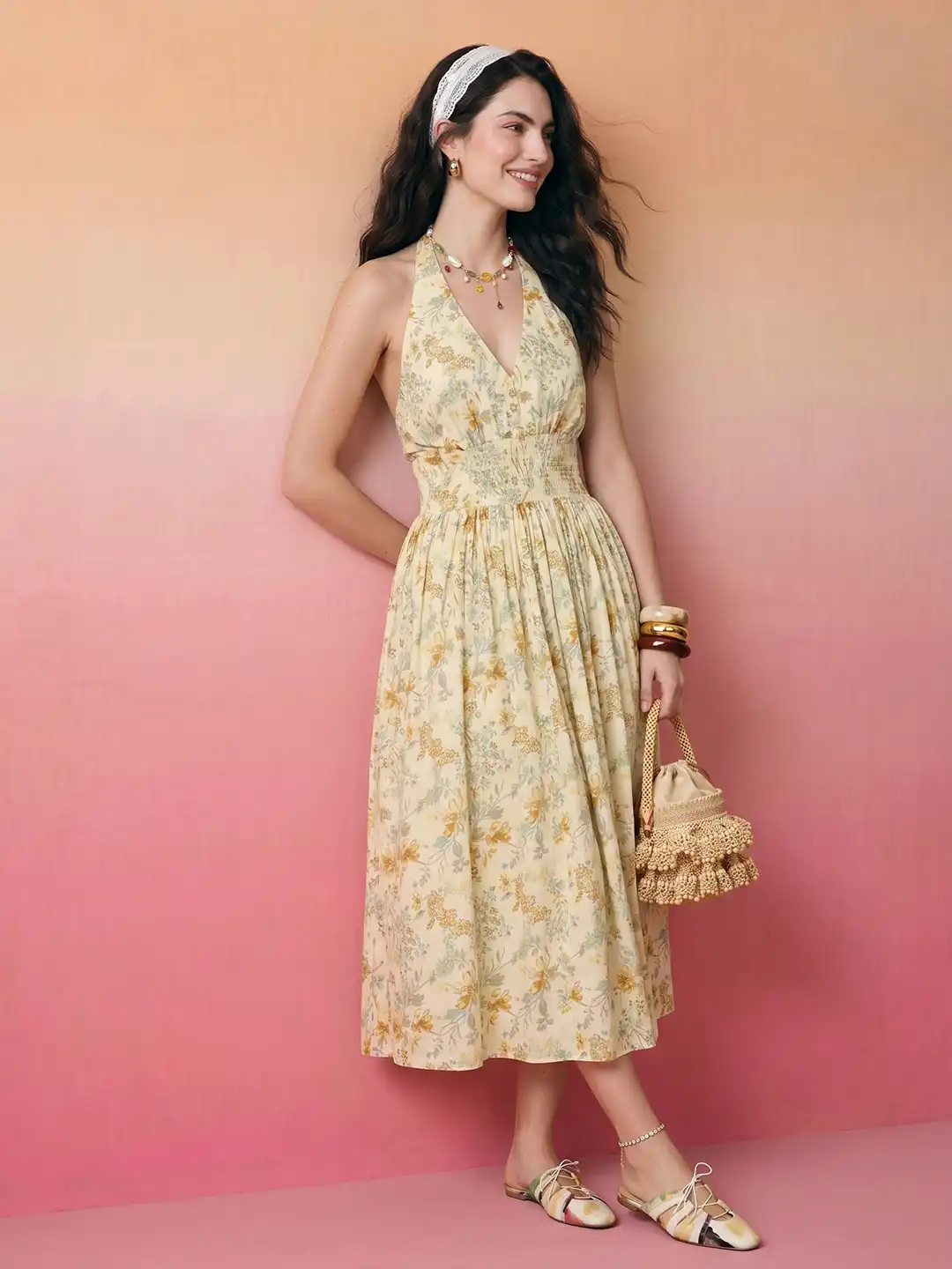 halter neck dress myntra Floral Print Halter Neck A-Line Maxi Dress from mynthra., Follow & comment "LINK" for the product link, ., @myntrafwd, @myntra, #lifestyle #dresses #myntra #reelsinstagram #fashion
