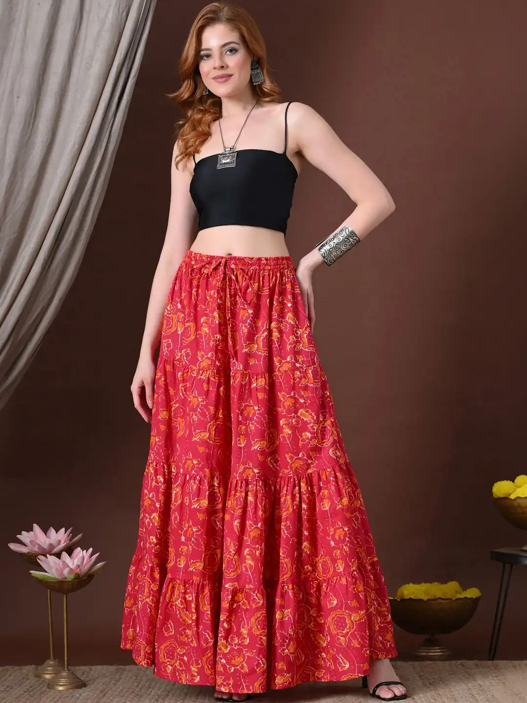 Swara | Wrap Around Frill Skirt | Big Madras Checks Belle Charme