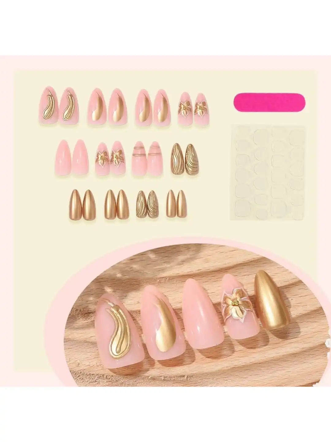 Buy Nakhi Set Of 24 Reusable Artificial Press On Nails With Kit