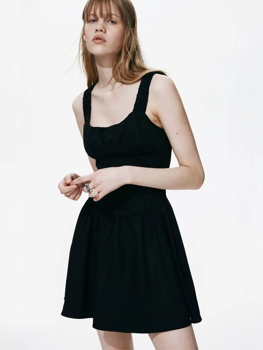 h&m black fit and flare dress H&M Black Basic Stretch DRESS Fit and Flare S Misses EUC