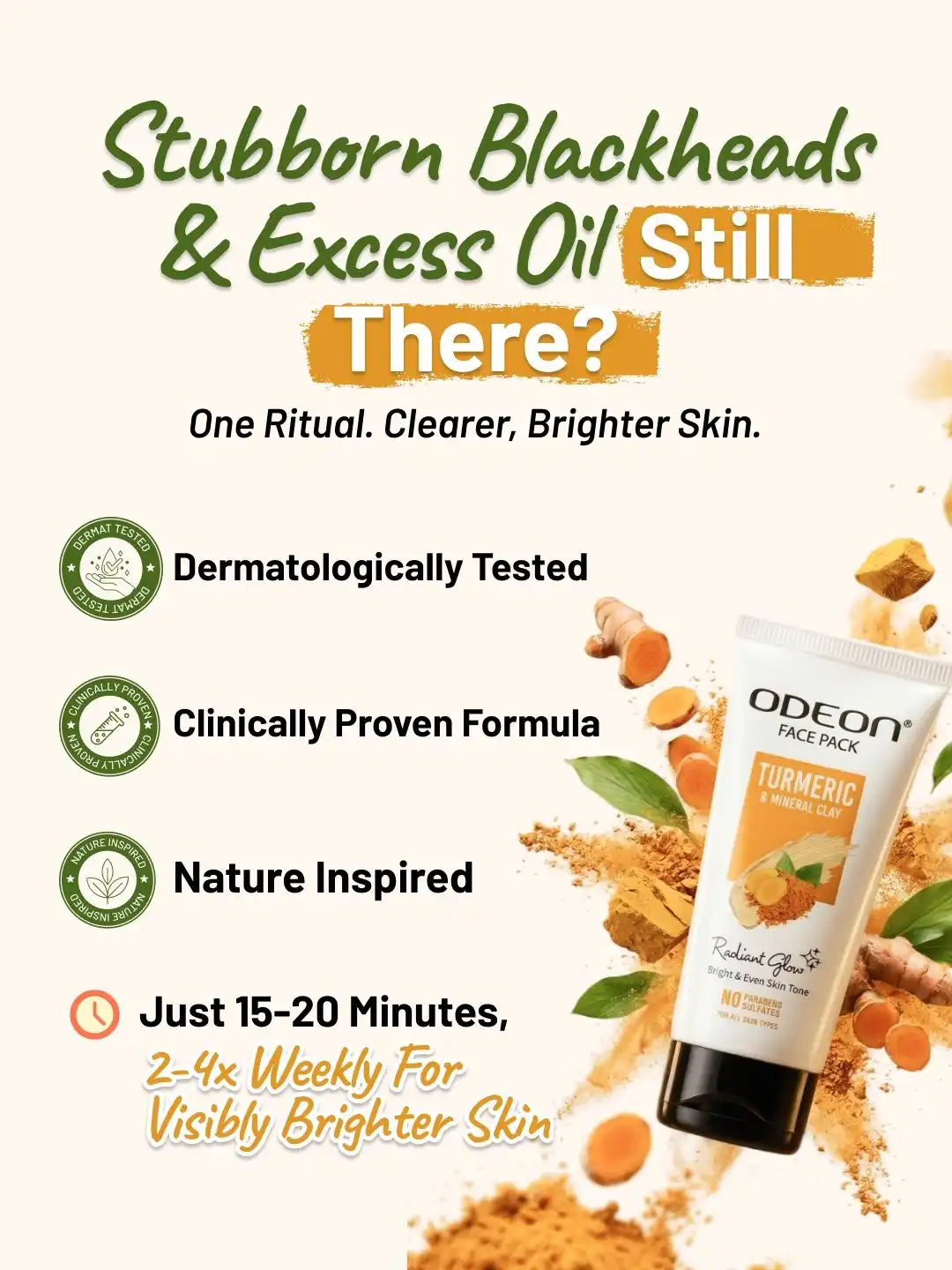 Buy ODEON Turmeric & Mineral Clay Face Pack- 50 ml - Mask and Peel