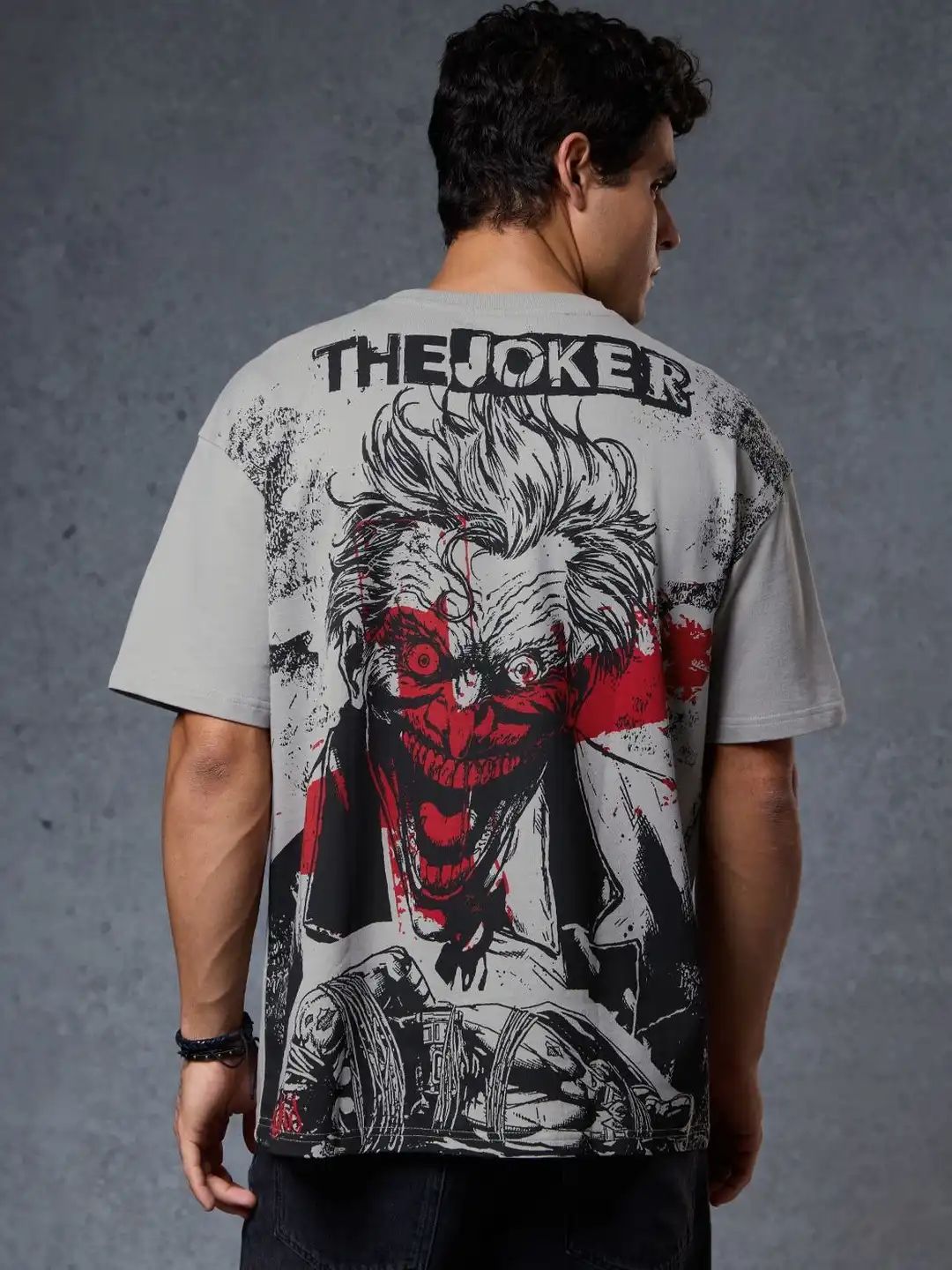 Buy The Souled Store Men Oversized Joker Grey Tshirts - Tshirts