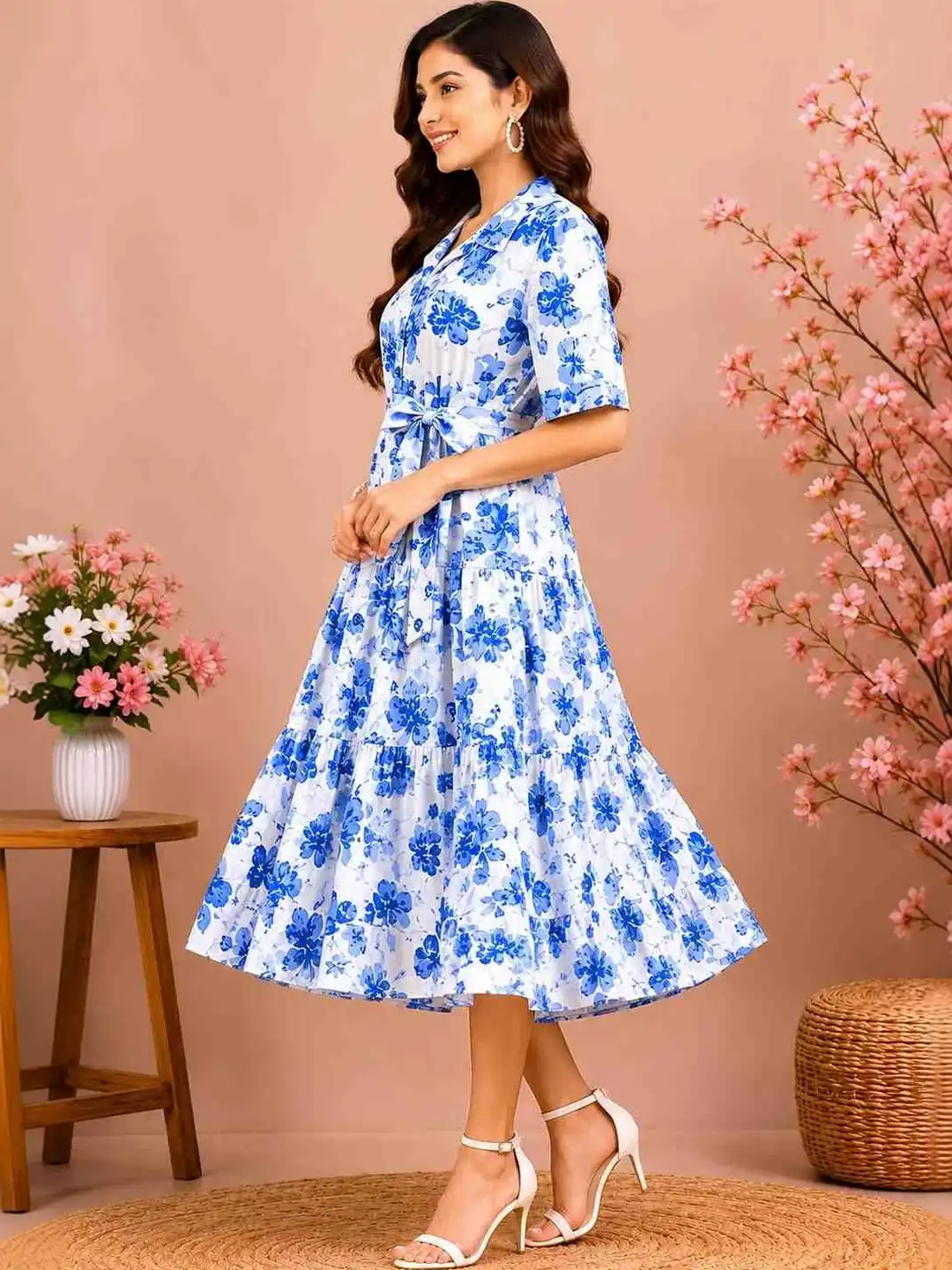 Bright Floral Ruffle Dress - Plus – R&M Richards アールアンドエム 