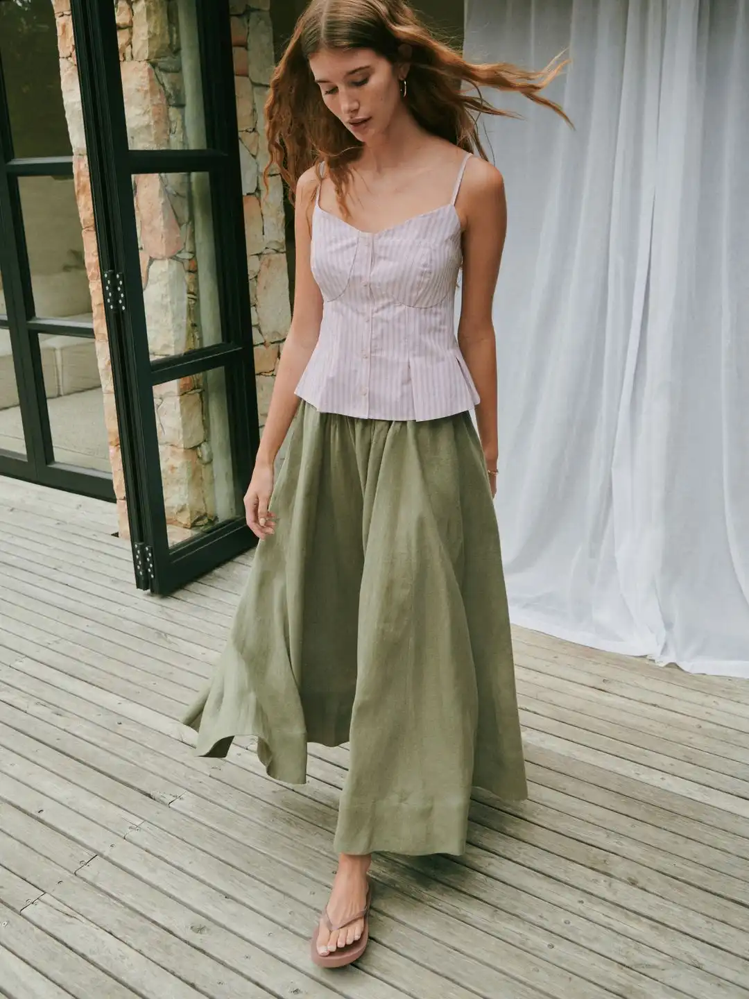 Buy NEXT Women Linen Midi Flared Skirt - Skirts for Women 40891587