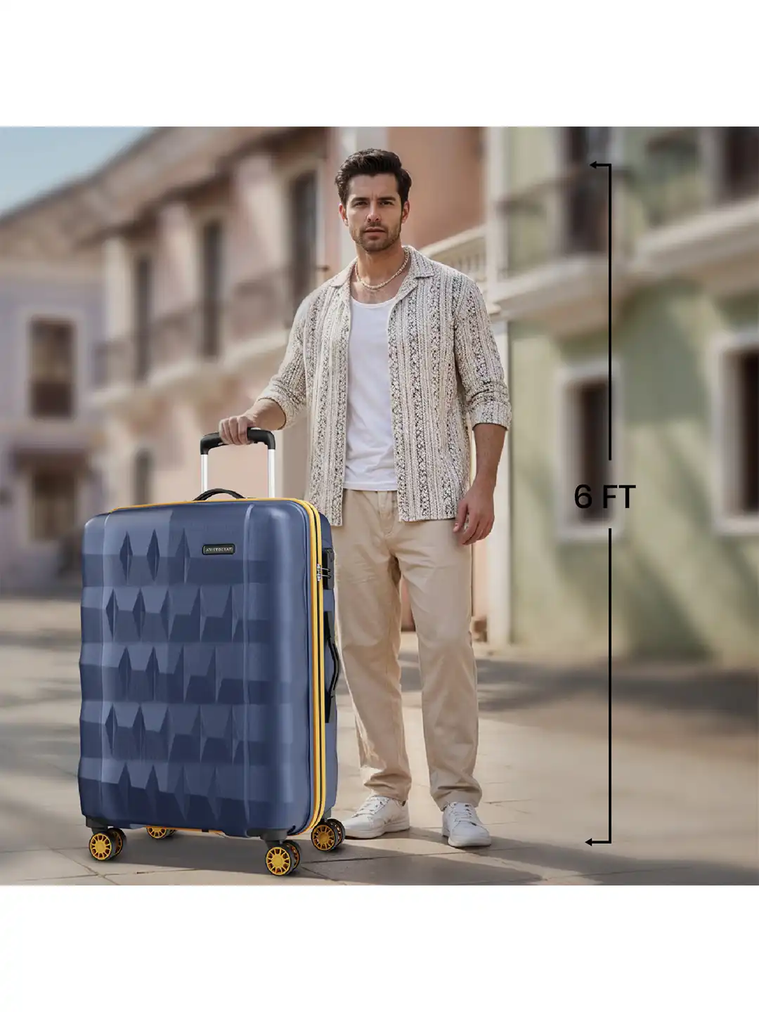 Buy Aristocrat Comet Blue Large Hard Luggage 76cm Check-in Trolley