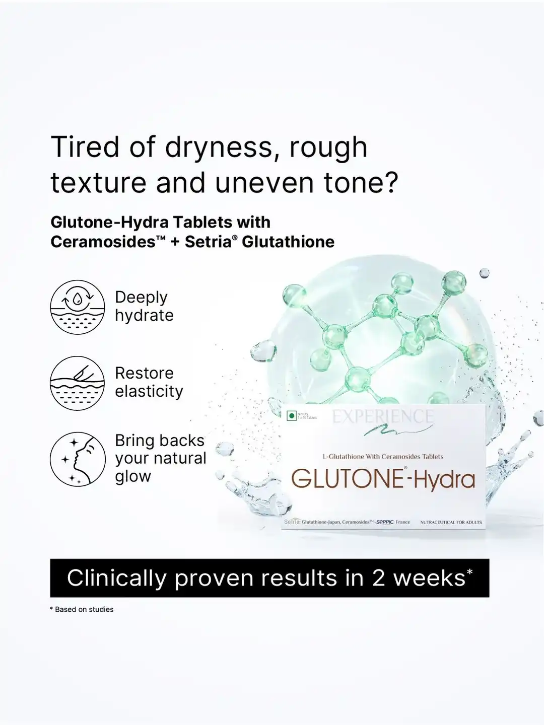 Buy GLUTONE Hydra L-Glutathione with Setria & Ceramosides Tablets - 30  Tablets - Skin Supplements for Unisex 31225093 | Myntra