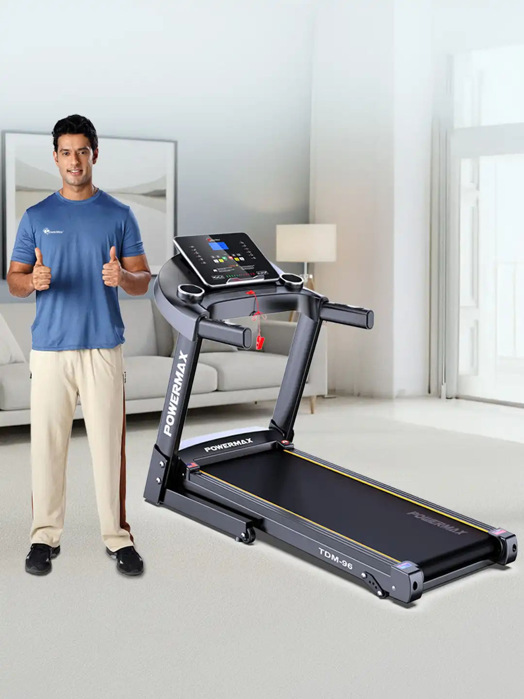 Buy PowerMax Fitness TDM-96 Motorised Foldable Treadmill for Home
