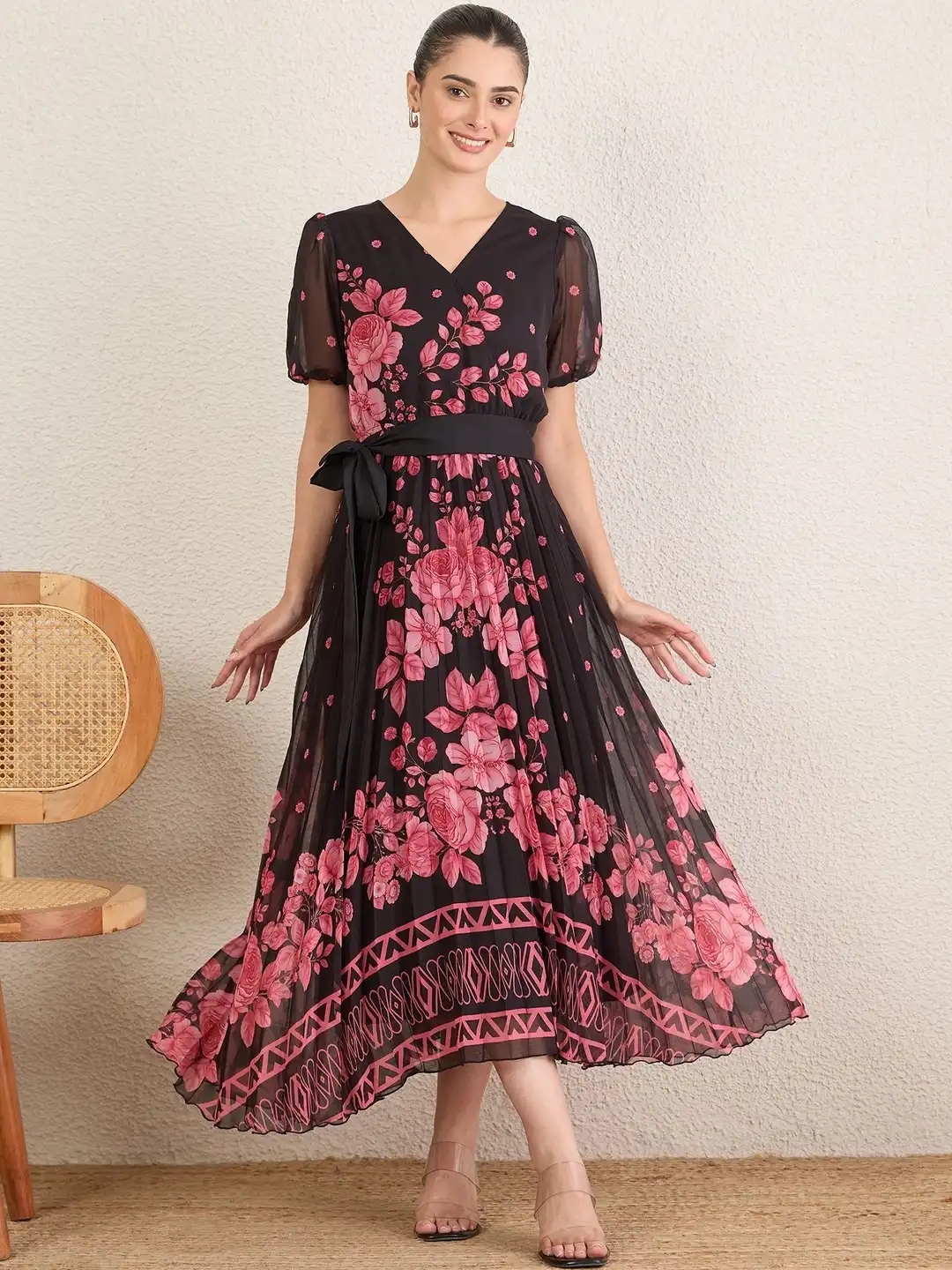 floral print flared sleeve pleated chiffon dress Buy Antheaa Puff Fit & Flare Midi - Dresses for Women 41948918 creating a silhouette thats Lavender Marble Wedding outfits Navy blue shoes bracelet Pay With:200 Qs (Silkroll Fee: $5.00)