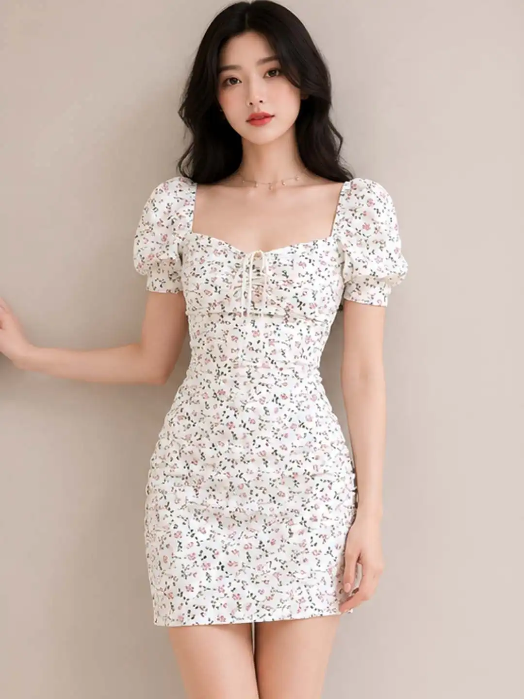 mini floral bodycon dress Puff Sleeve Buy DressBerry Floral Print Puff Sleeve Bodycon Dress Dresses For Navy Bridesmaid Dress Chiffon engw-14415 Color:Teal Metallic Floral cut exaggerated puff sleeves