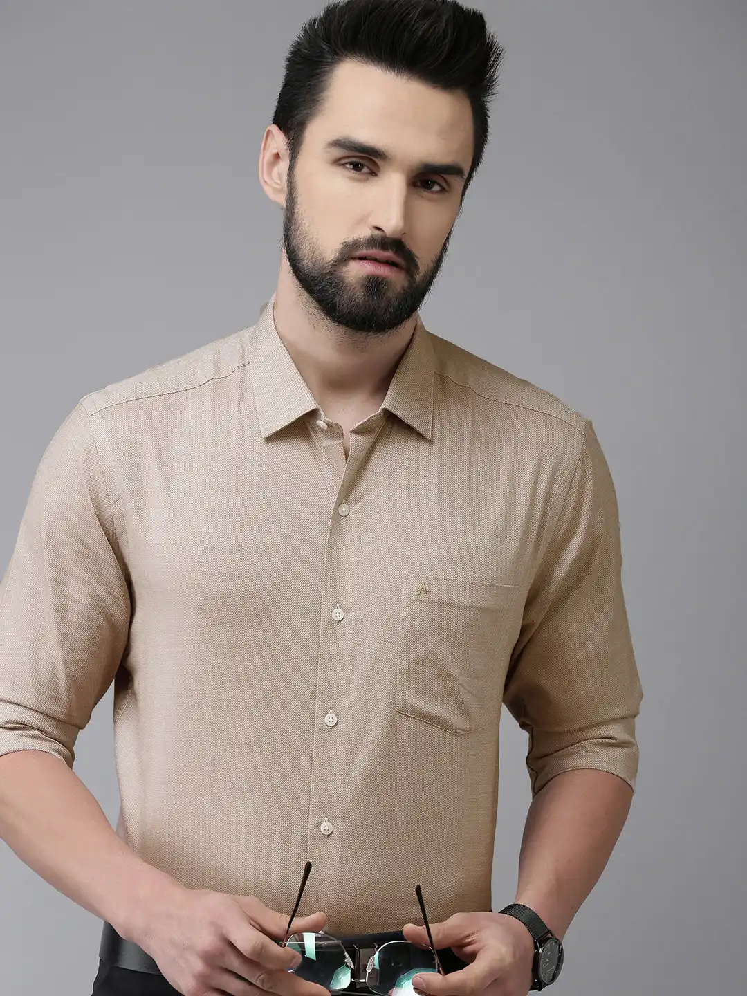 Buy Arrow Men Brown Pure Cotton Original Slim Fit Formal Shirt - Shirts for  Men 20308282 | Myntra