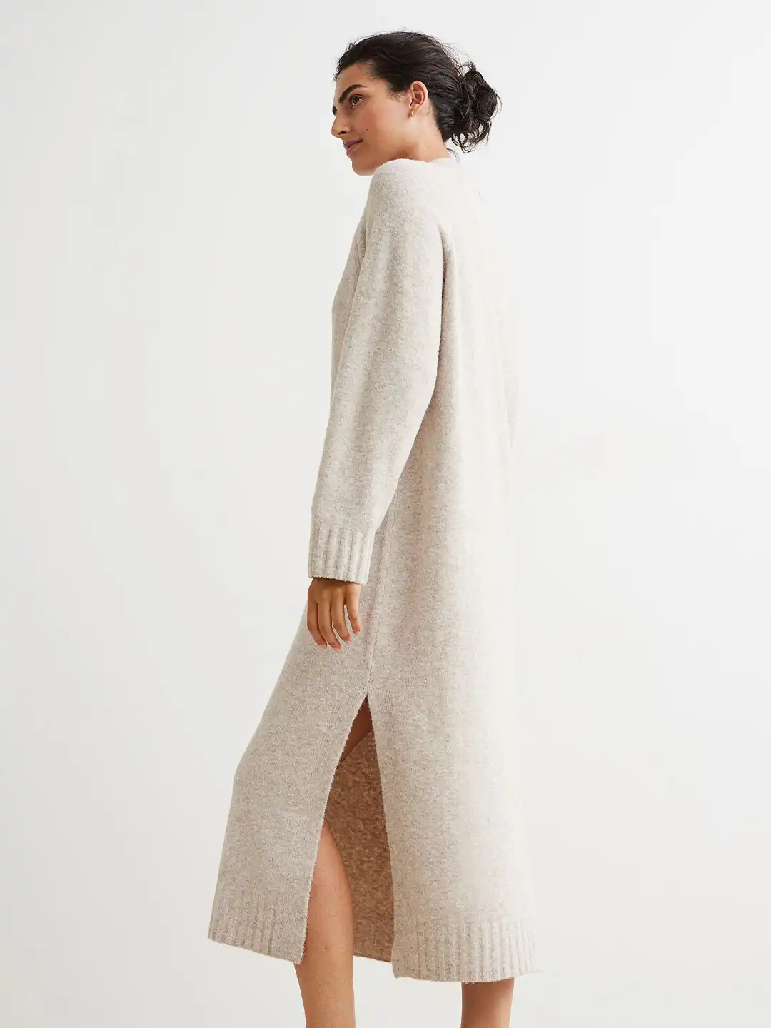 h&m knitted jumper dress Women's Light beige melange Knit Maxi Dress