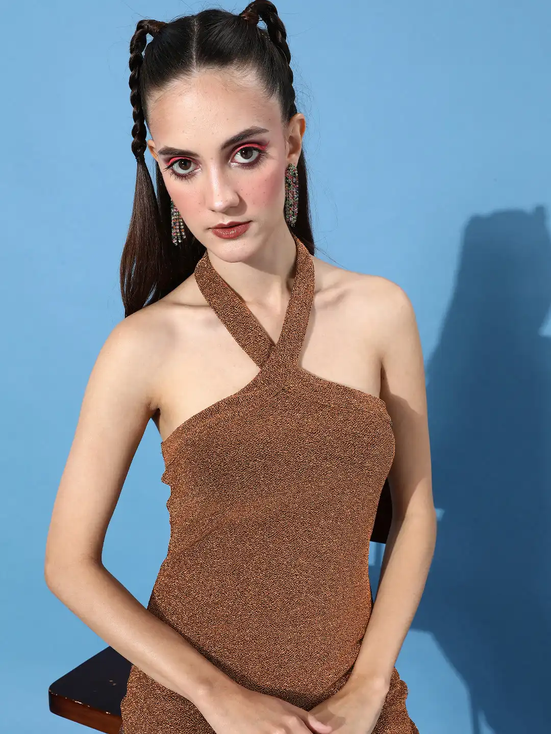 Buy DressBerry Women Rose Gold Halter Neck Bodycon Mini Dress - Dresses for Women 20466798 | Myntra Buy DressBerry Women Rose Gold Halter Neck Bodycon Mini Dress - Dresses for Women 20466798 | Myntra