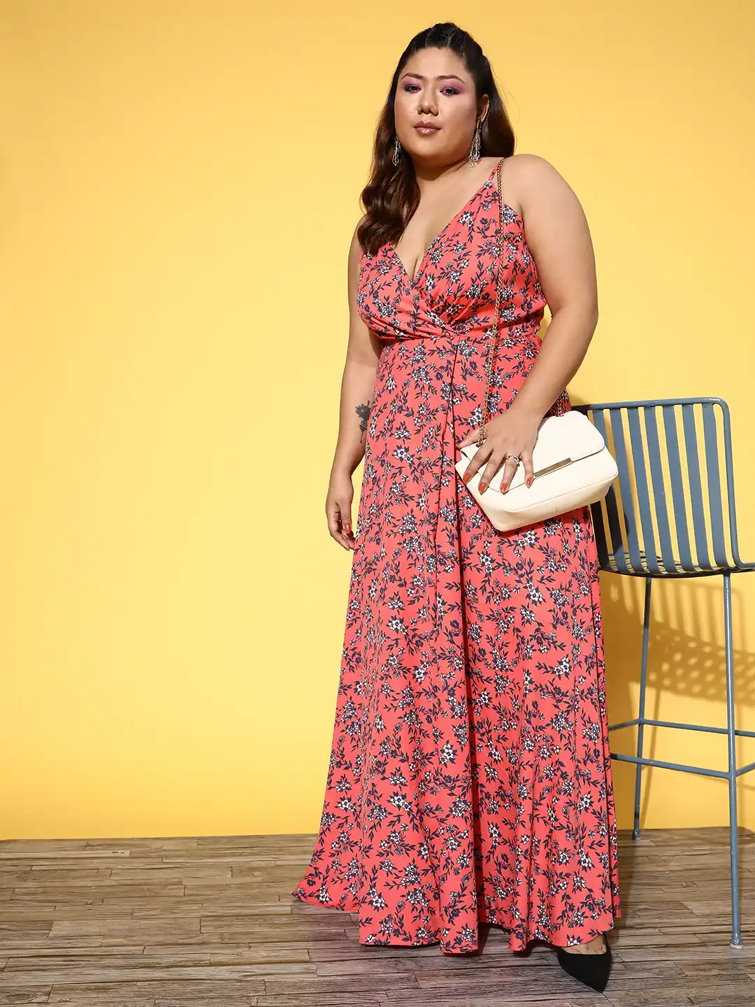 Buy Berrylush Curve Plus Size Orange Floral Crepe Fit & Flare Maxi Dress -  Dresses for Women 20602786 | Myntra
