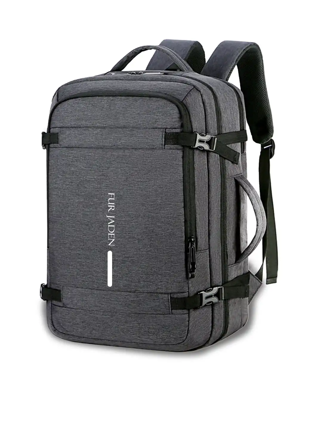 Buy FUR JADEN Unisex Grey & Black Solid Backpack - 38L - Backpacks