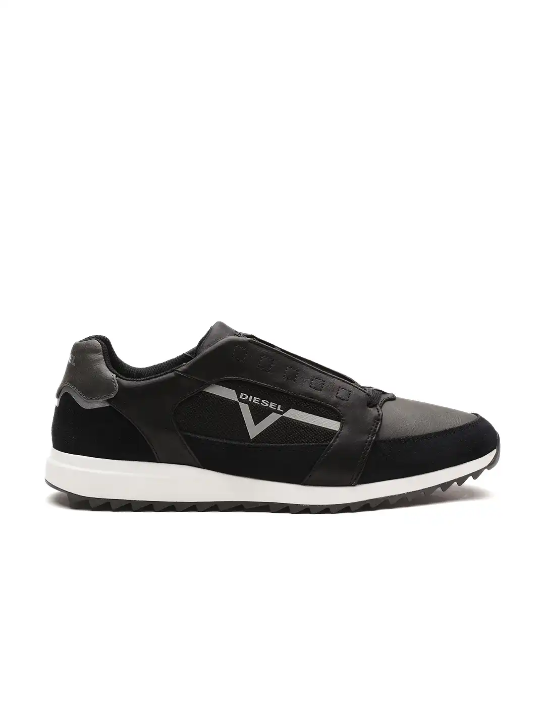 靴 DIESEL Buy DIESEL Men Black & Grey Colourblocked Leather Sneakers