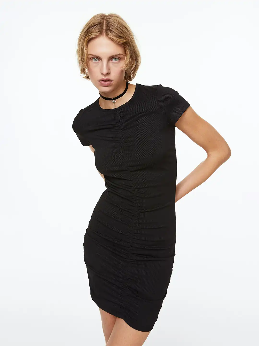Buy H&M Women Black Draped Jersey Dress - Dresses for Women 20749898 |  Myntra