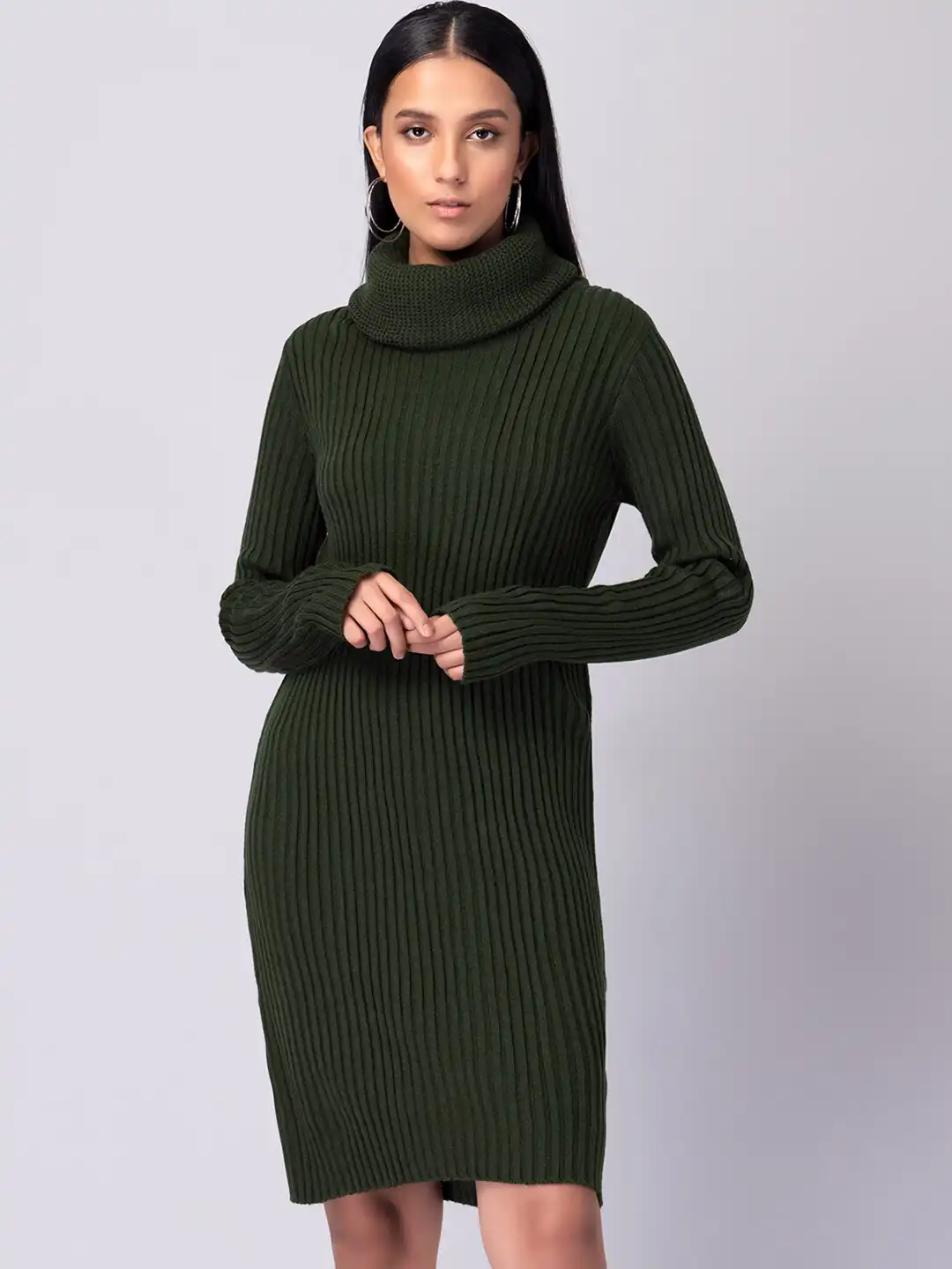 green striped sweater dress The Olive Stripe Sweater Dress OLIVE-CREAM Stripe / M