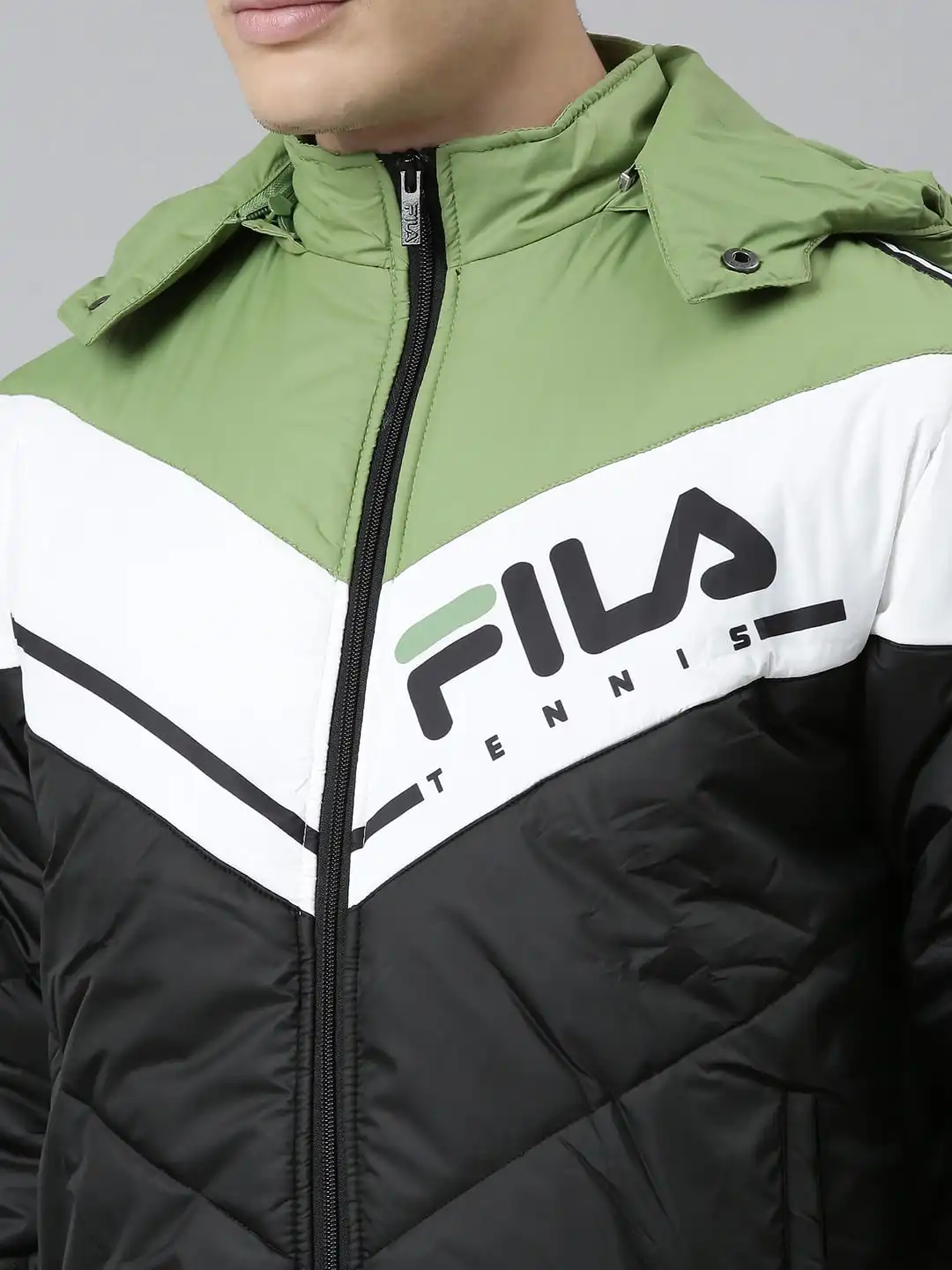 Buy FILA Men Black White Colourblocked Puffer Jacket - Jackets for
