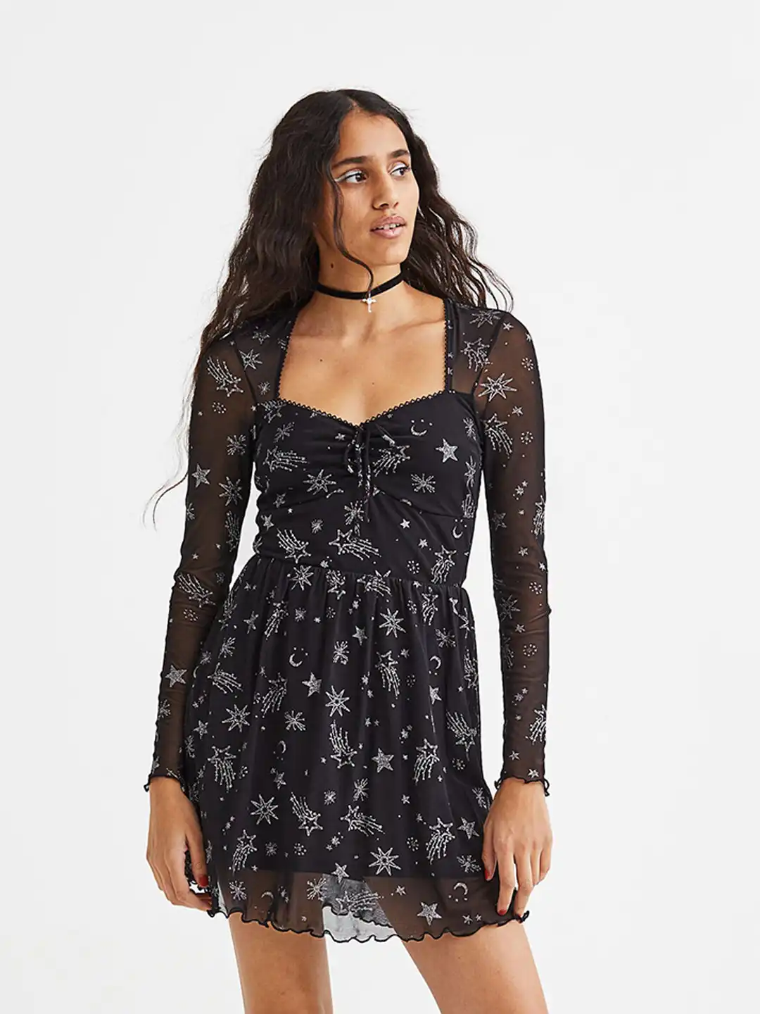 h&m black mesh dress H&M Sheer Maxi Dress