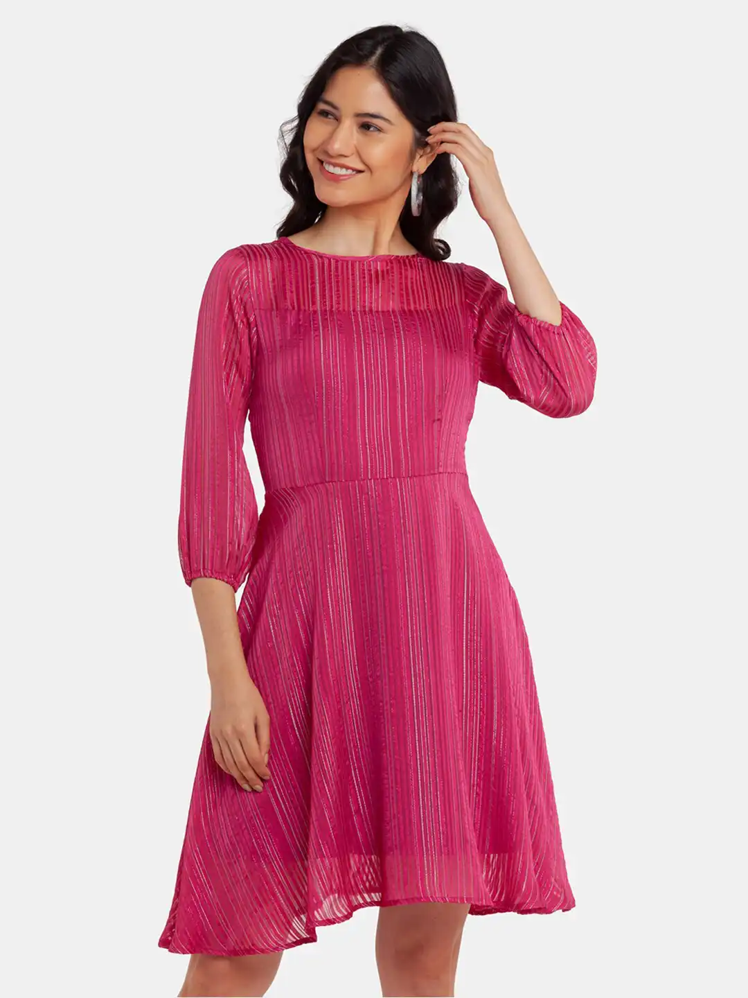 zink london pink dress Buy Zink London Pink Self Print Maxi Dress for Women Online @ Tata CLiQ