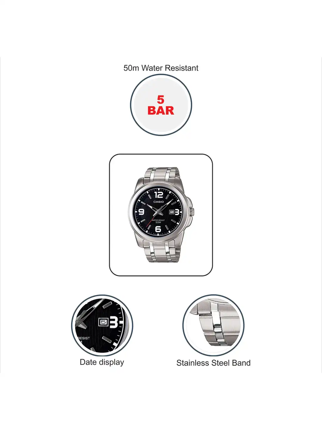 Buy Casio Enticer Men MTP-1314D-1AVDF Black Analog Dial Metal A550