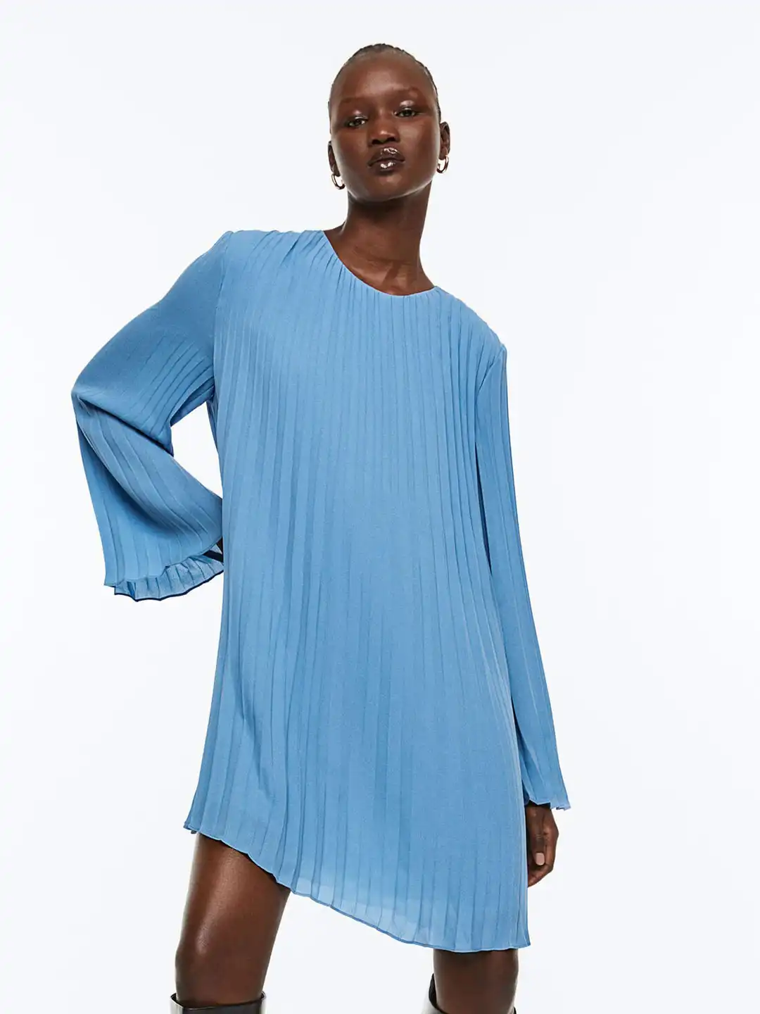 h&m pleated dress blue Buy - Dresses for Women 21360722 summer20 Nine West Dress White Color:Nude Pink Slim fit Cotton jersey