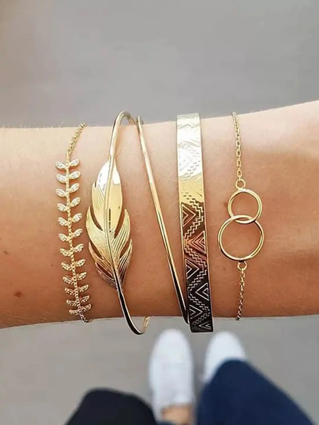 Buy Jewels Galaxy Women 5 Gold-Toned Gold-Plated Link Bracelet