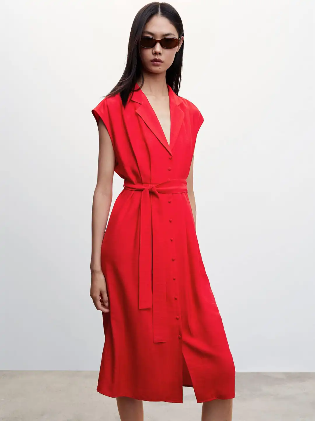 mango shirt dress - Striped with knot Blue - 2 Long sleeves with buttoned cuffs Buy MANGO Shirt Midi Dress