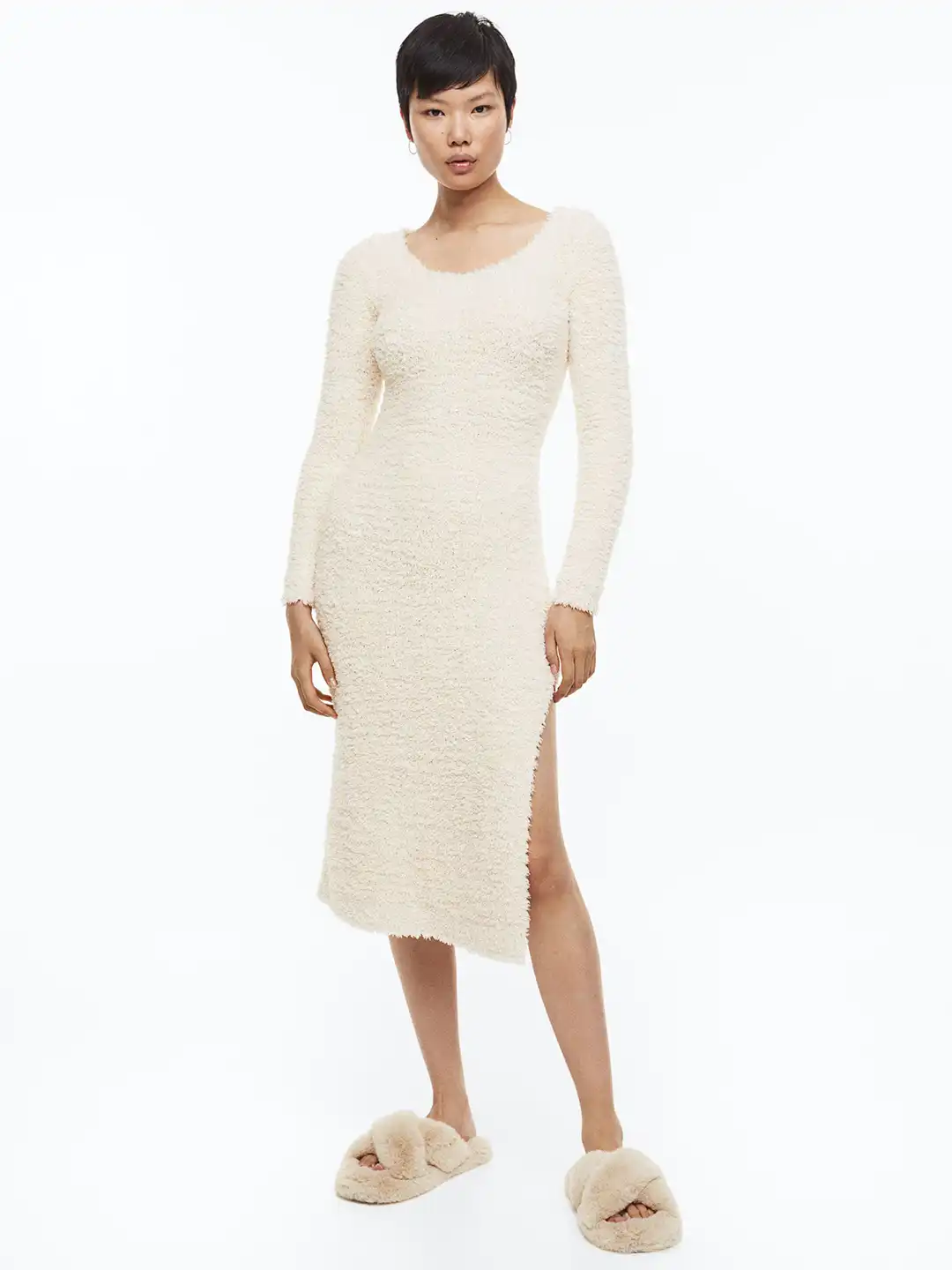 long cotton knit dresses Ribbed Knit Dress