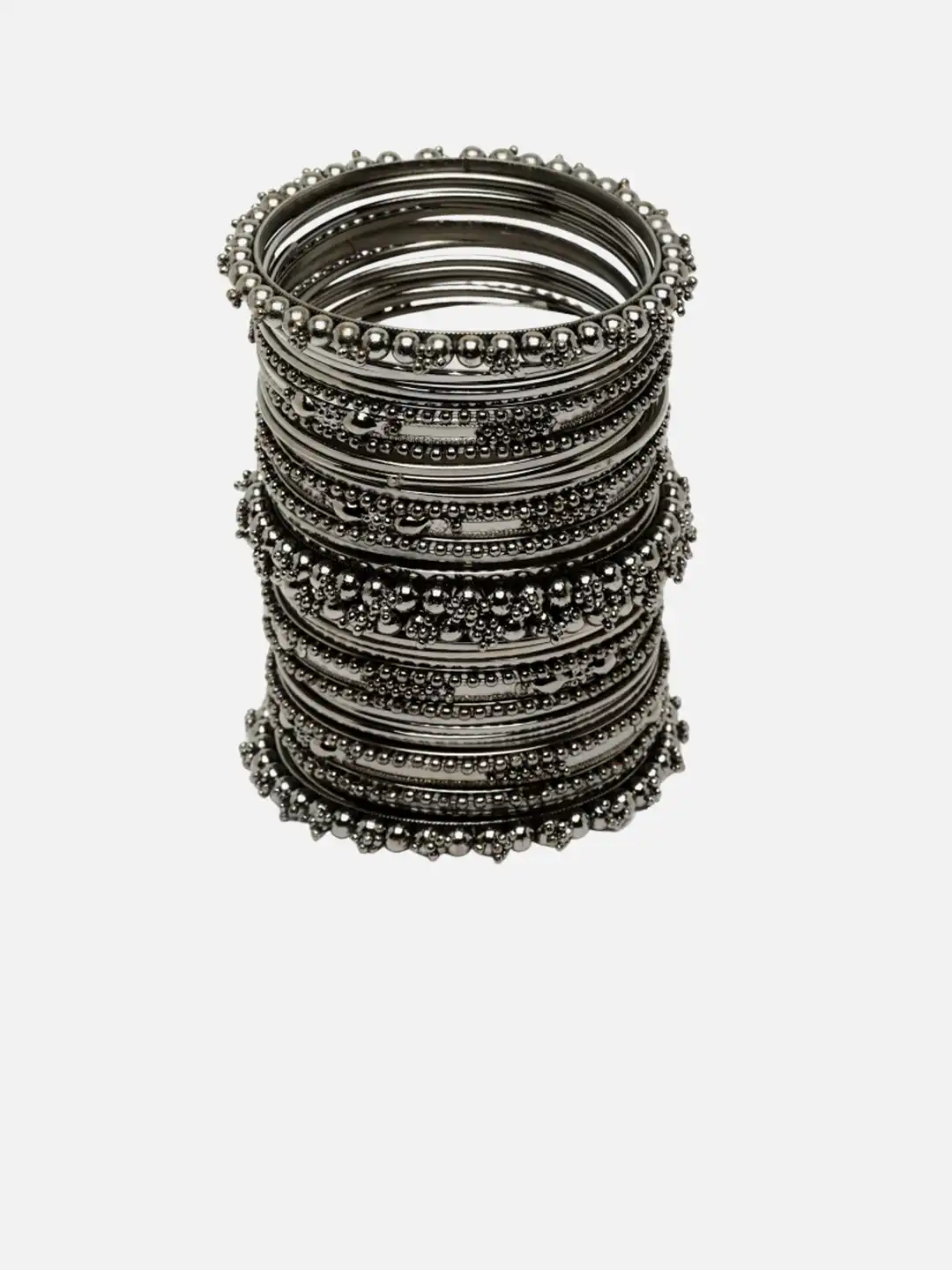Buy Sanjog Set Of 40 Oxidized Silver-Plated Bangles Set - Bangle