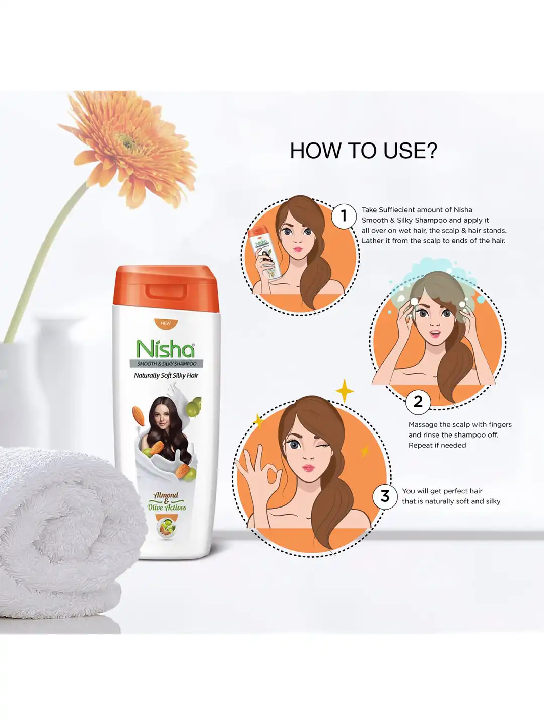 Buy Nisha Set of 2 Naturally Smooth & Silky Hair Shampoo With