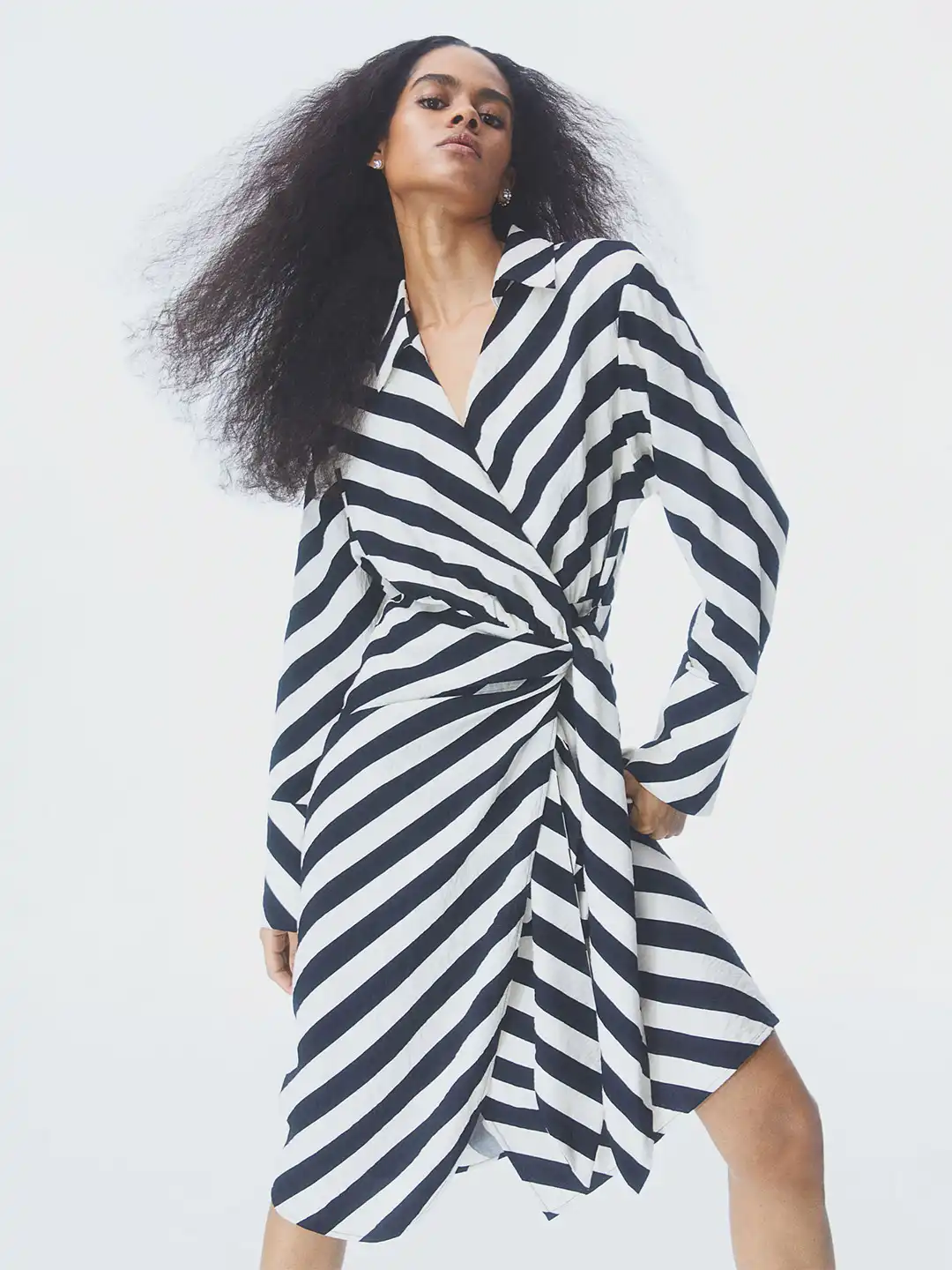 h&m long sleeve wrap dress H&m linen blend wrap