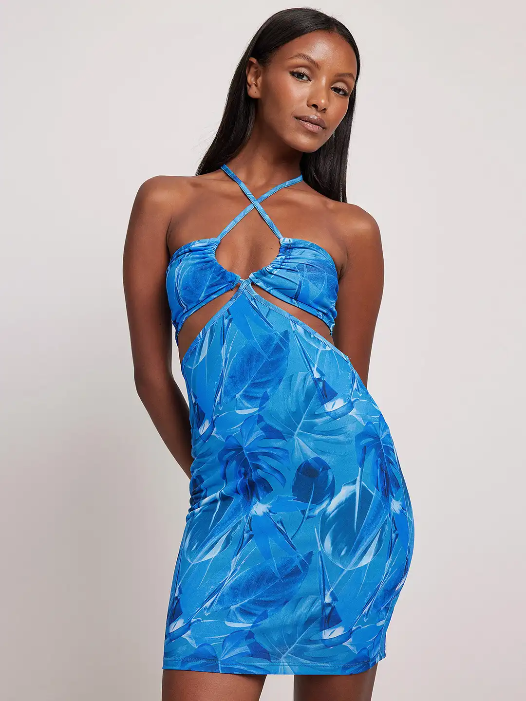 Buy NA-KD Blue Tropical Tie-Up Neck Bodycon Dress - Dresses for Women  21767736 | Myntra