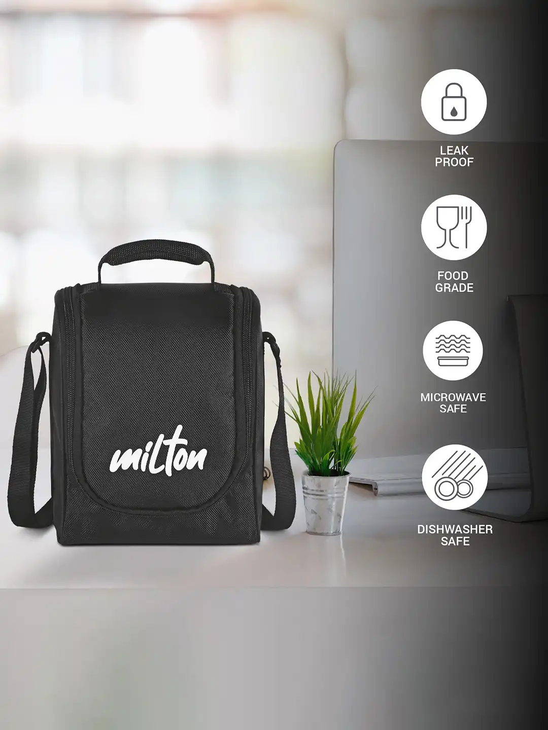 Buy Milton Pro Lunch 5Pcs Black Tiffin & Insulated Fabric Jacket