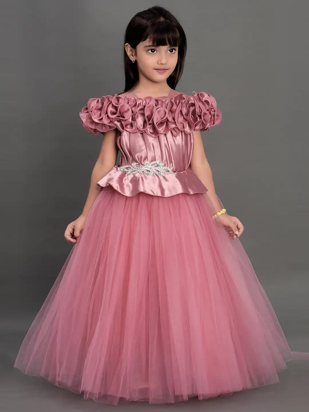 pink chick dress Buy Pink Chick Girls Embellished Ruffle Satin Maxi Dress - Dresses for  Girls 21854254