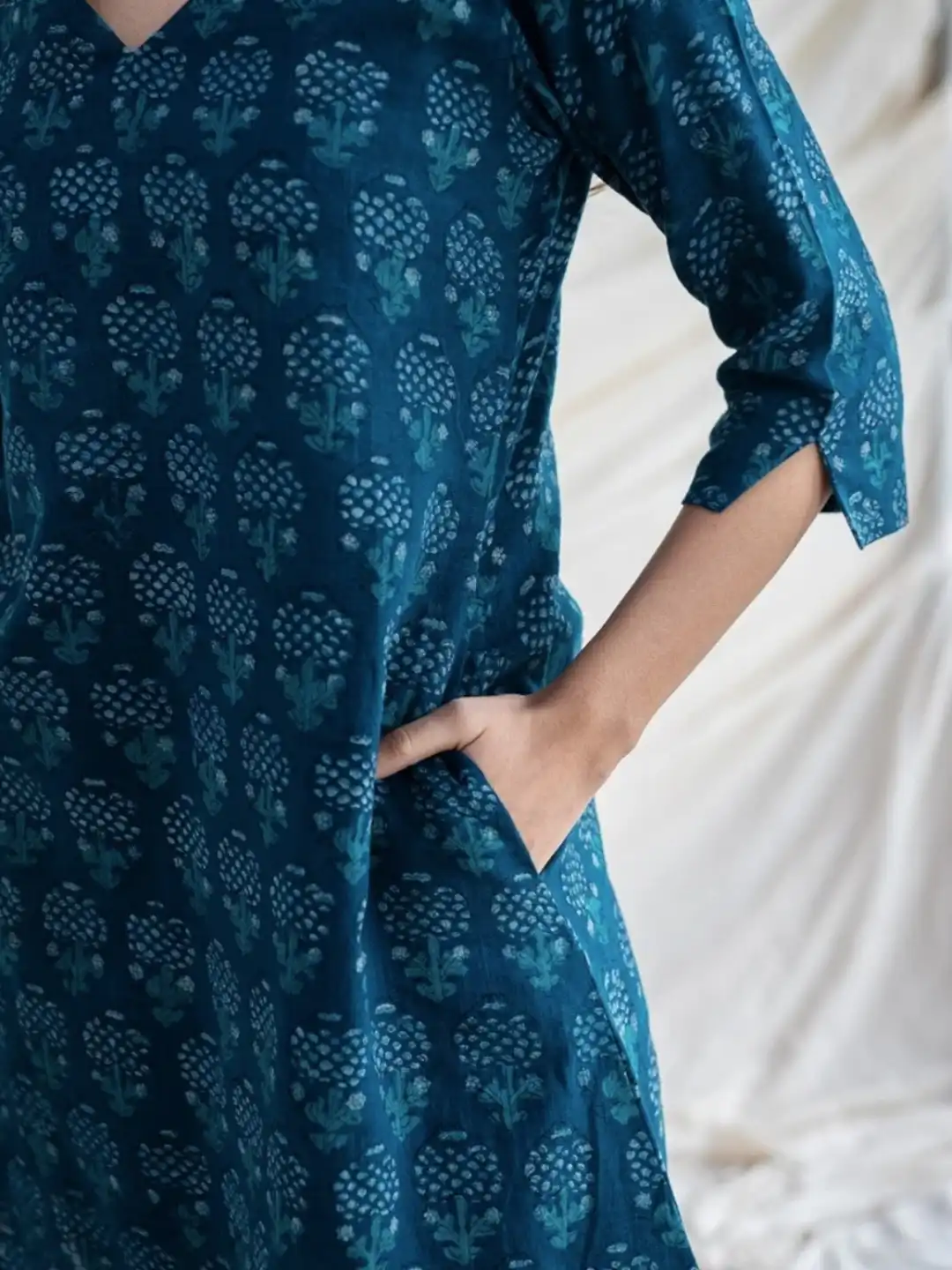 Buy THE INDIAN ETHNIC CO Printed Slub Cotton Knee-Length A-Line Ethnic Dress  - Ethnic Dresses for Women 21911474 | Myntra