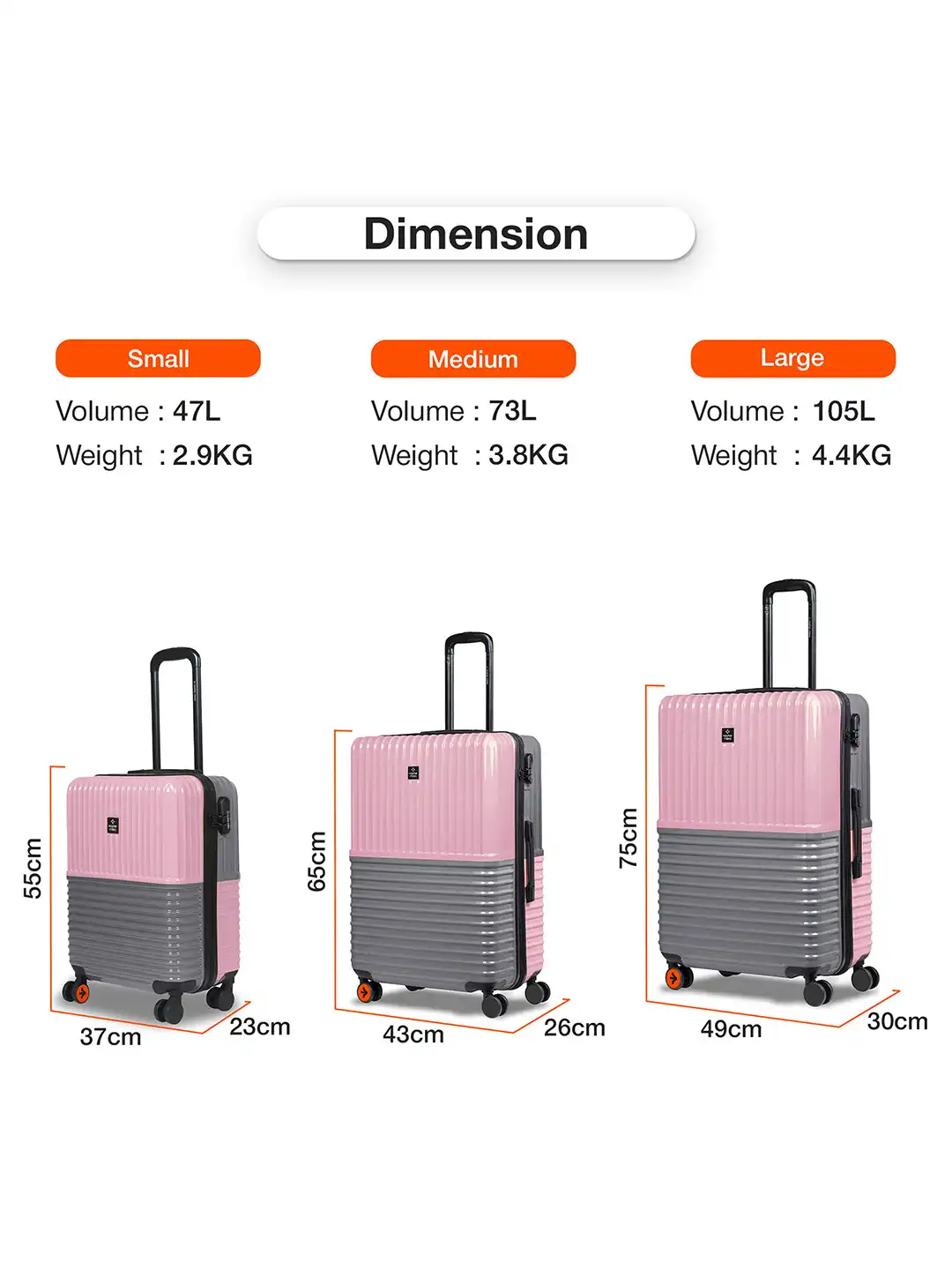 Buy Nasher Miles Istanbul Hard-Sided ABS and PC Medium Pink Grey