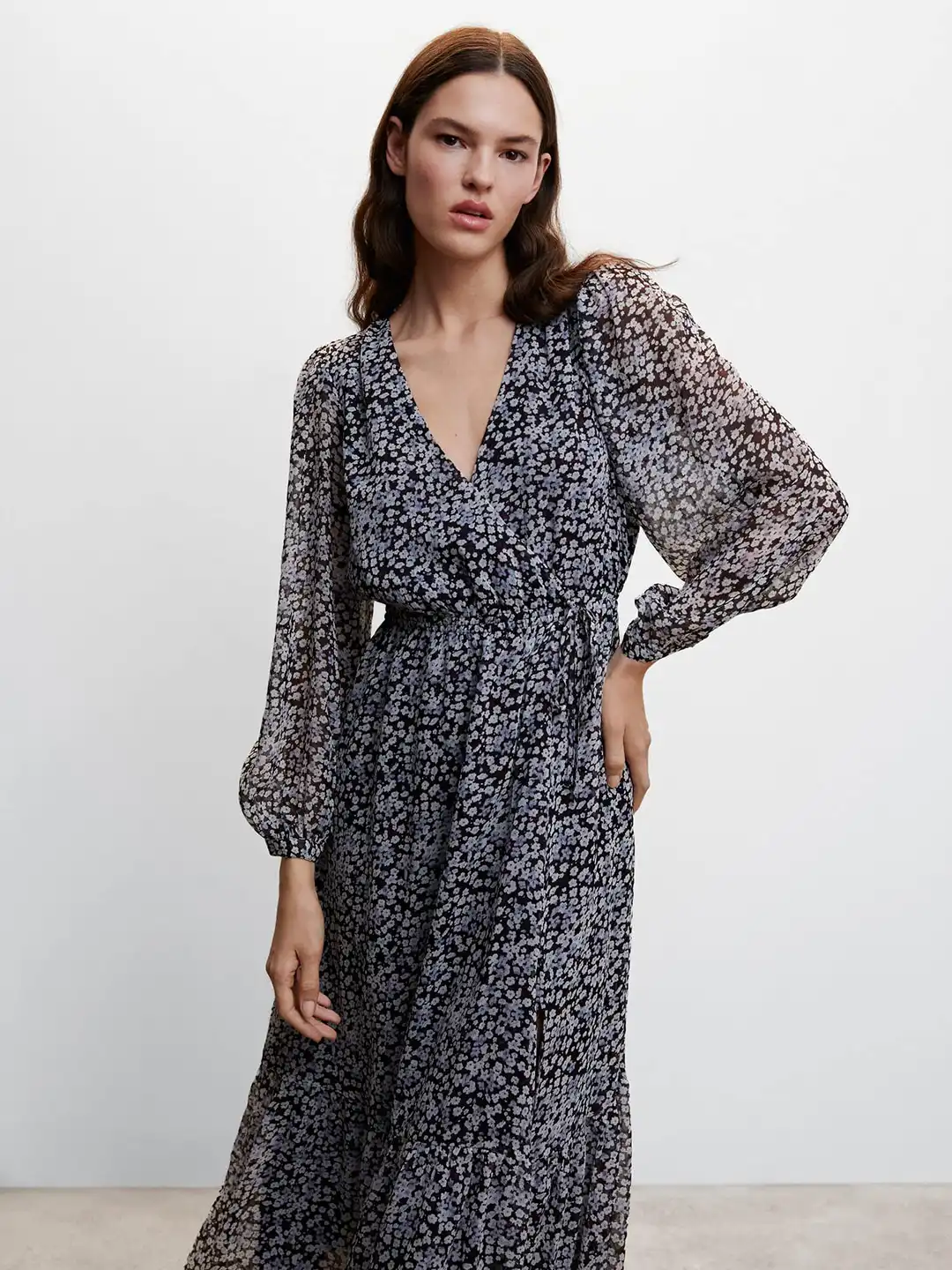 mango floral midi dress Floral-print straight-fit midi-dress - Women