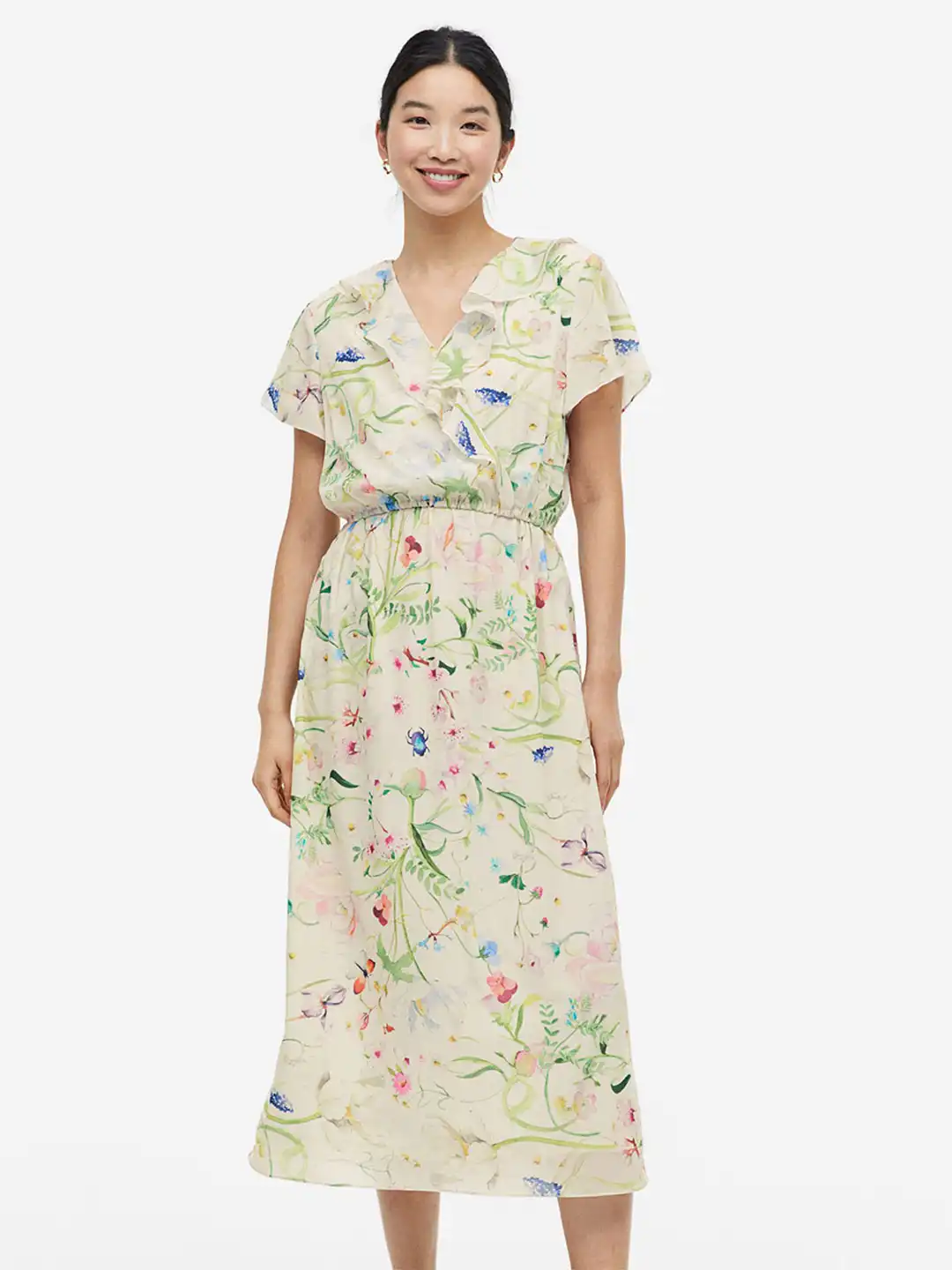 chiffon nursing dress Dark Green Chiffon Pleated Nursing Midi Dress